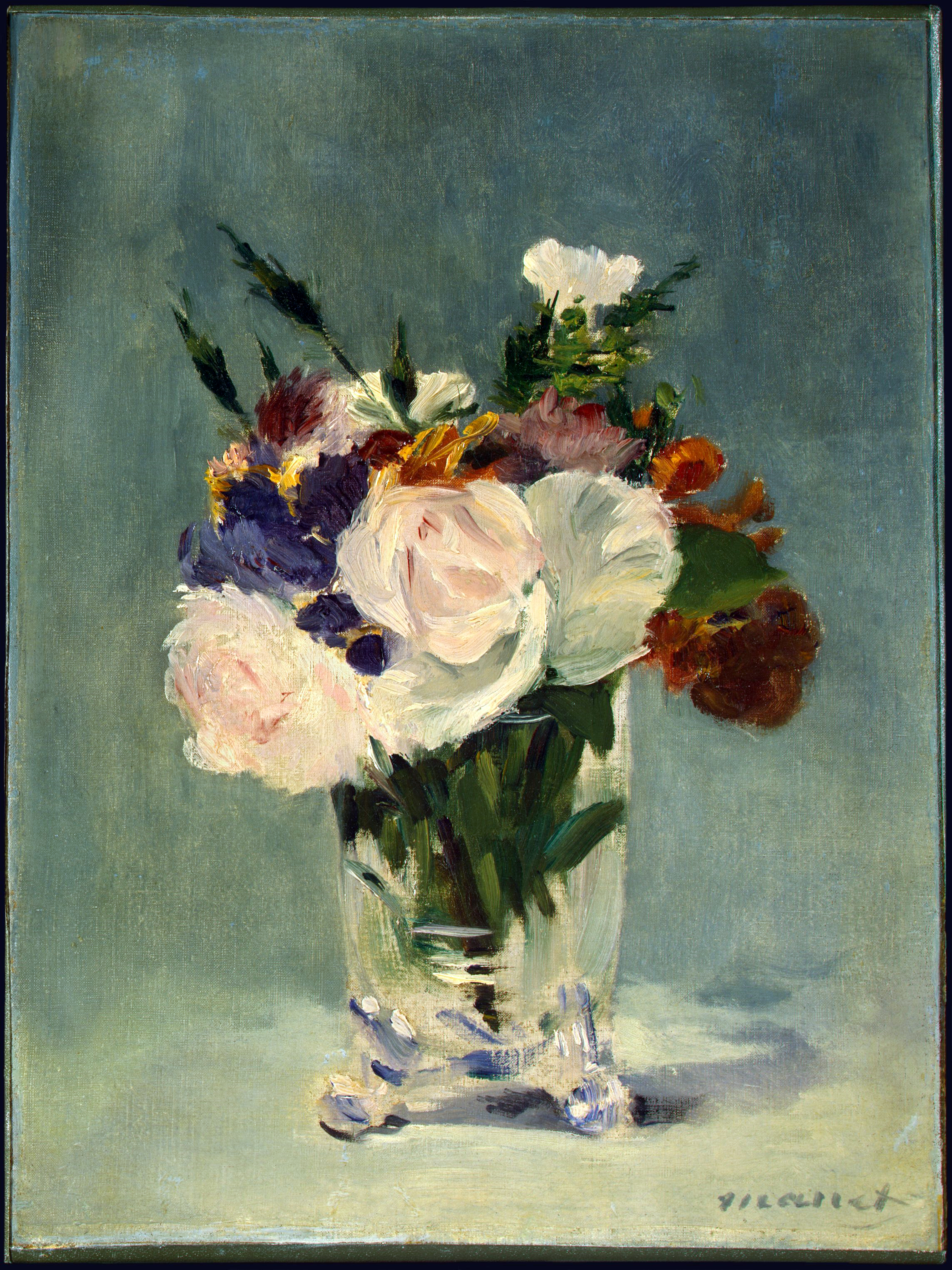 Fleurs dans un Vase en Cristal by Édouard Manet - c. 1882 - 32.7 × 24.5 cm 
