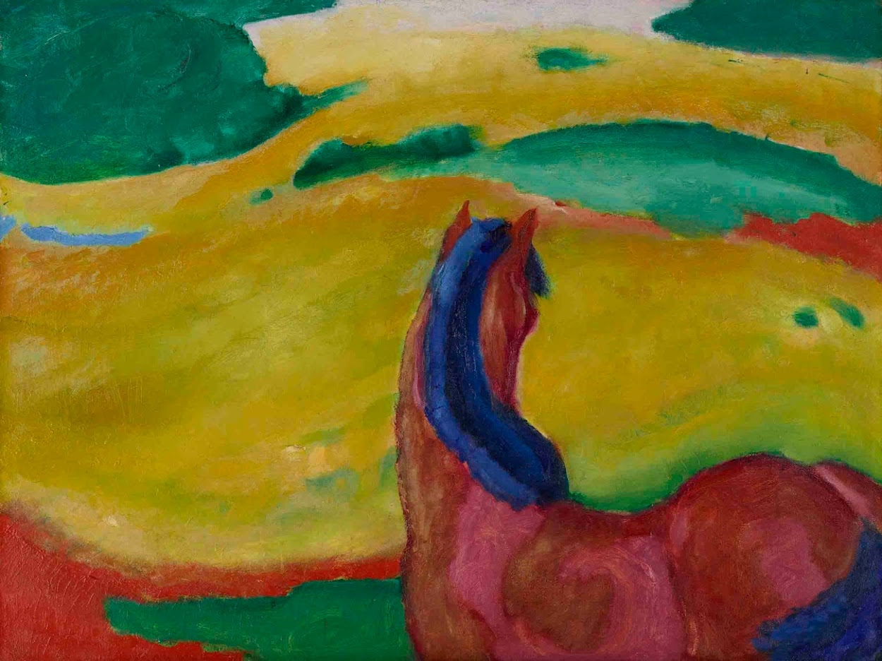 Koń na tle krajobrazu by Franz Marc - 1910 - 85 x 112 cm 