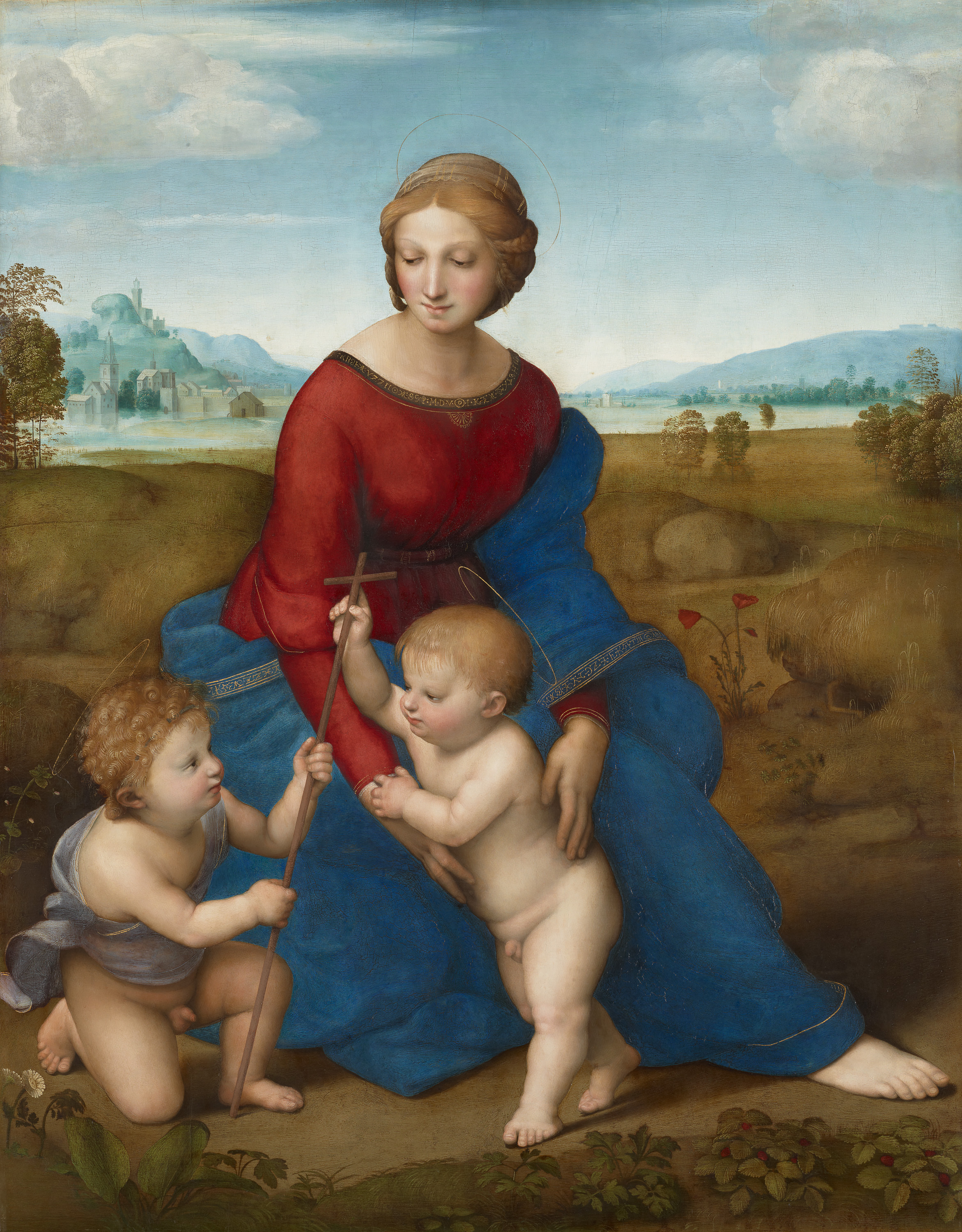 草地上的聖母 by Raphael Santi - 1505 或 1506 年 - 88.5 x 113 釐米 