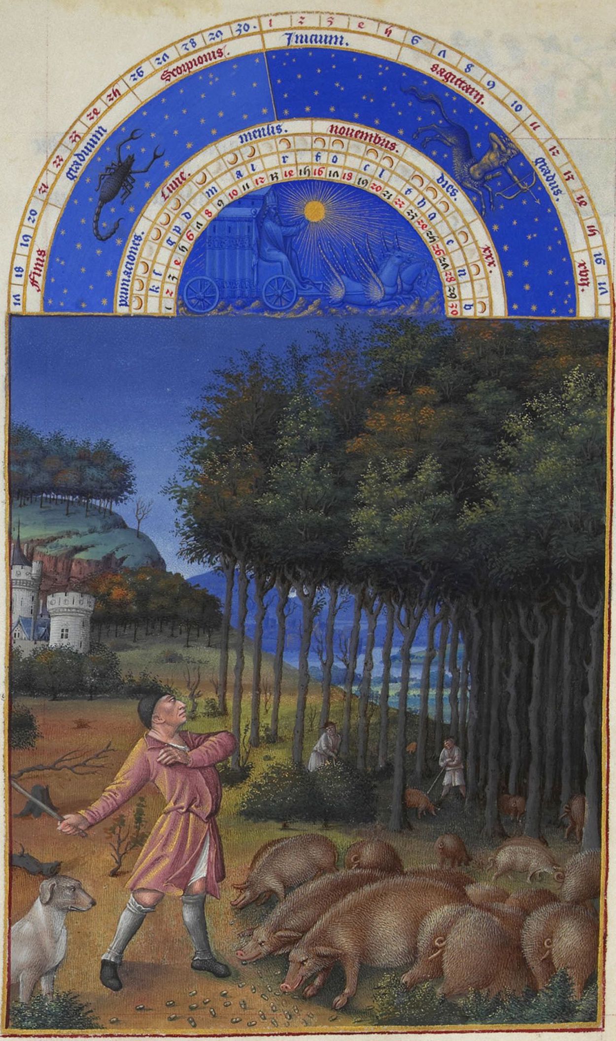Les Très Riches Heures (As Horas Muito Ricas): Novembro by The Limbourg Brothers - entre 1485 e 1486 - 22.5 x 13.6 cm 