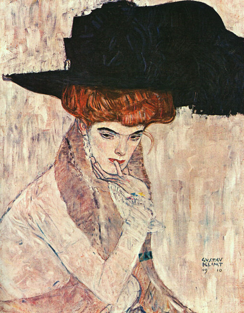 Siyah Tüylü Şapka by Gustav Klimt - 1910 - 79 x 63 cm özel koleksiyon