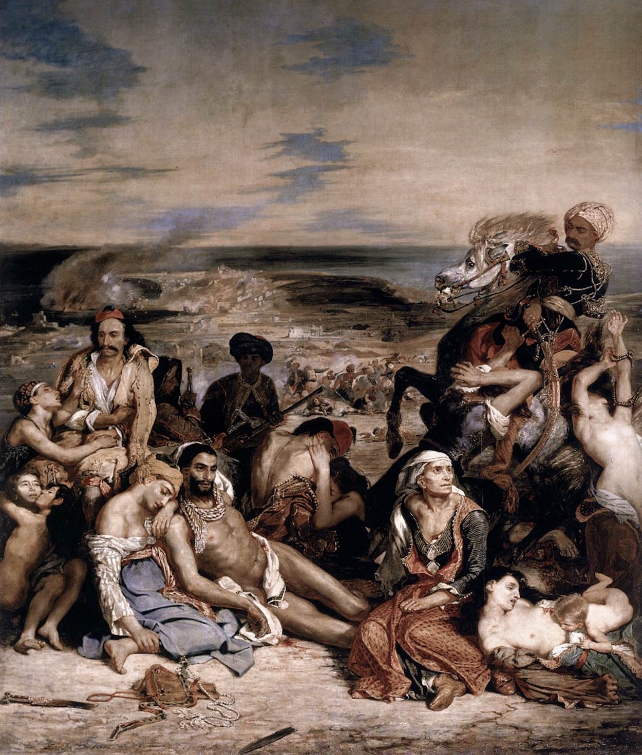 Het bloedbad van Chios by Eugène Delacroix - 1824 - 419 cm × 354 cm 