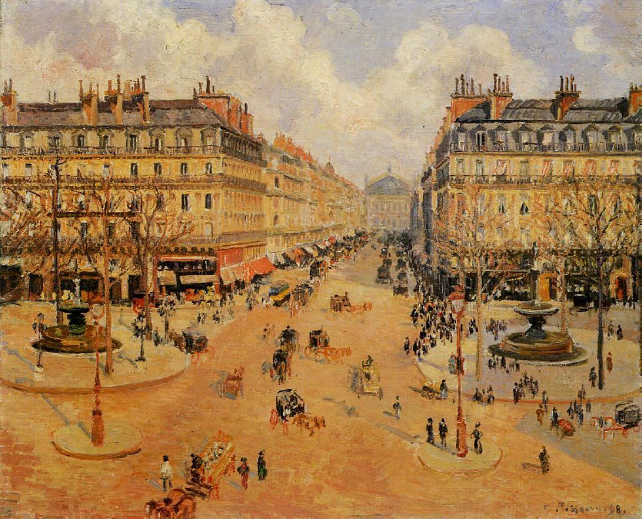 Avenue de l'Opera Morgensonnenlicht by Camille Pissarro - 1898 - 65 x 81 cm Private Sammlung