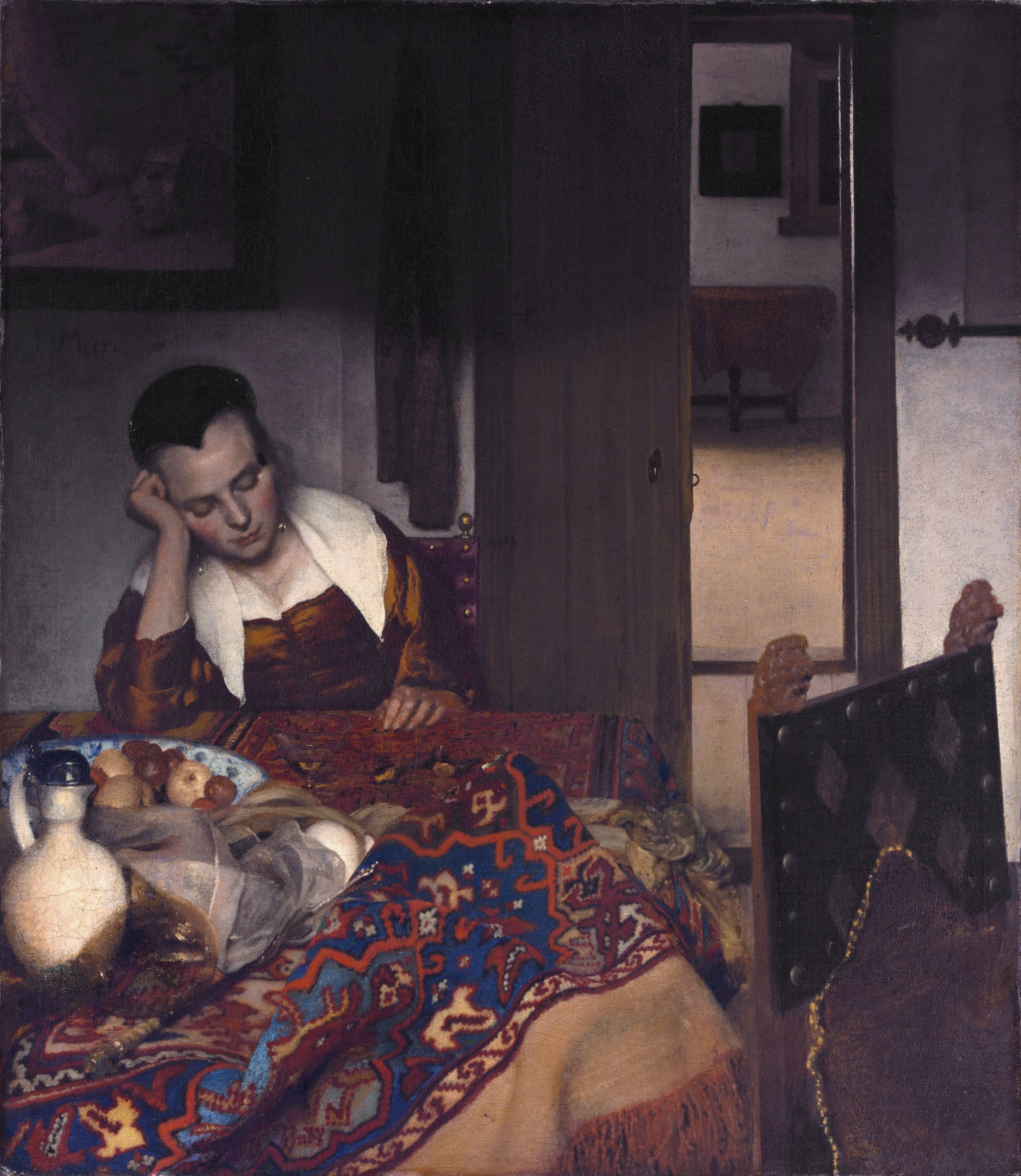 Uma empregada a Dormir by Johannes Vermeer - 1657 