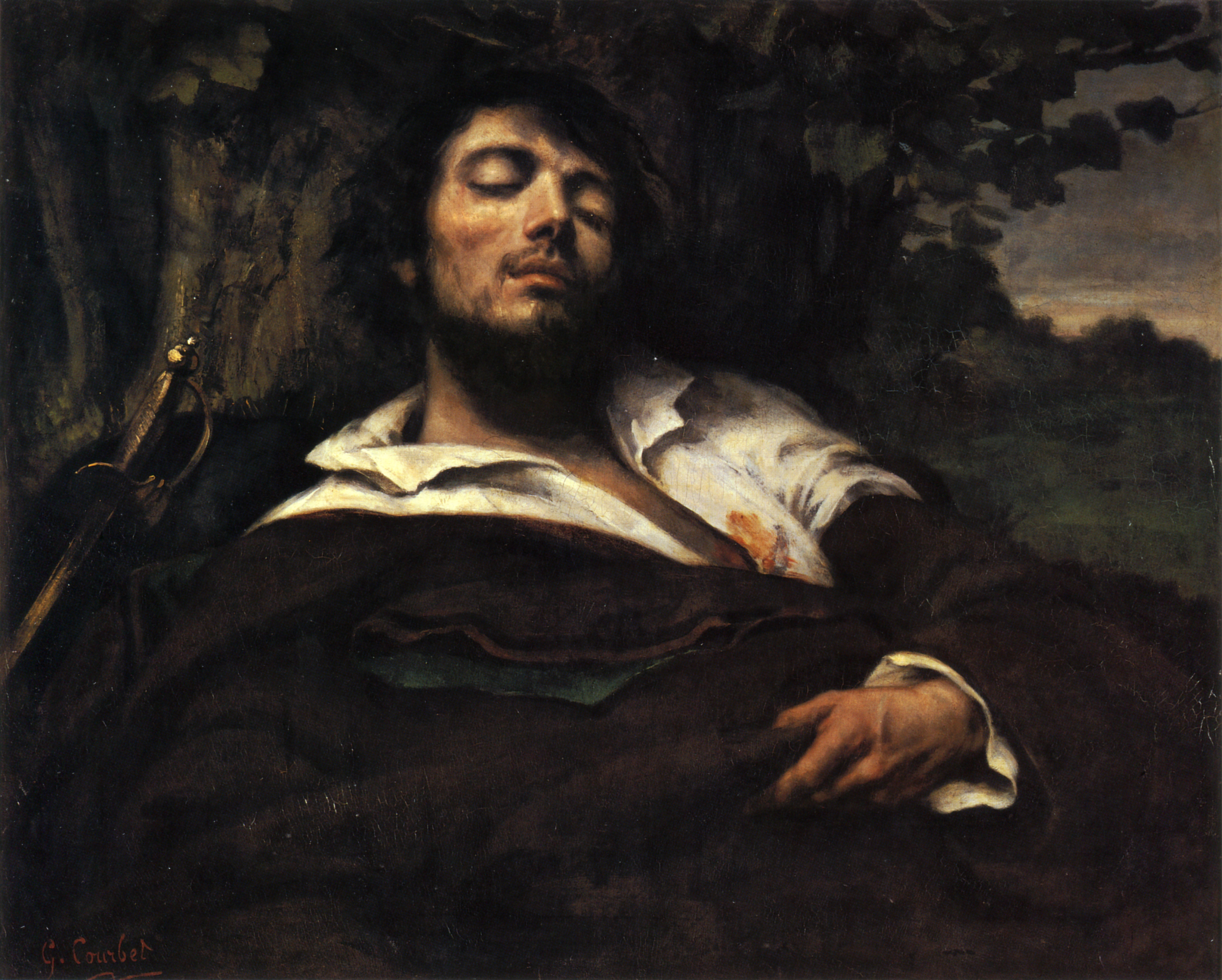 名为《受伤的男子》的画家肖像 by 古斯塔夫 库尔贝 - 1844至1855间 - 81.5 × 97.5 cm 