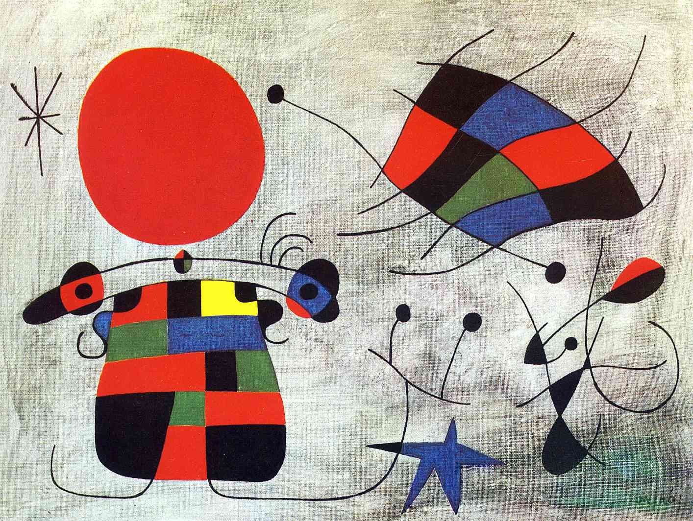 De Glimlach van de Kleurrijke Vleugels by Joan Miró - 1953 - 35 x 46 cm 