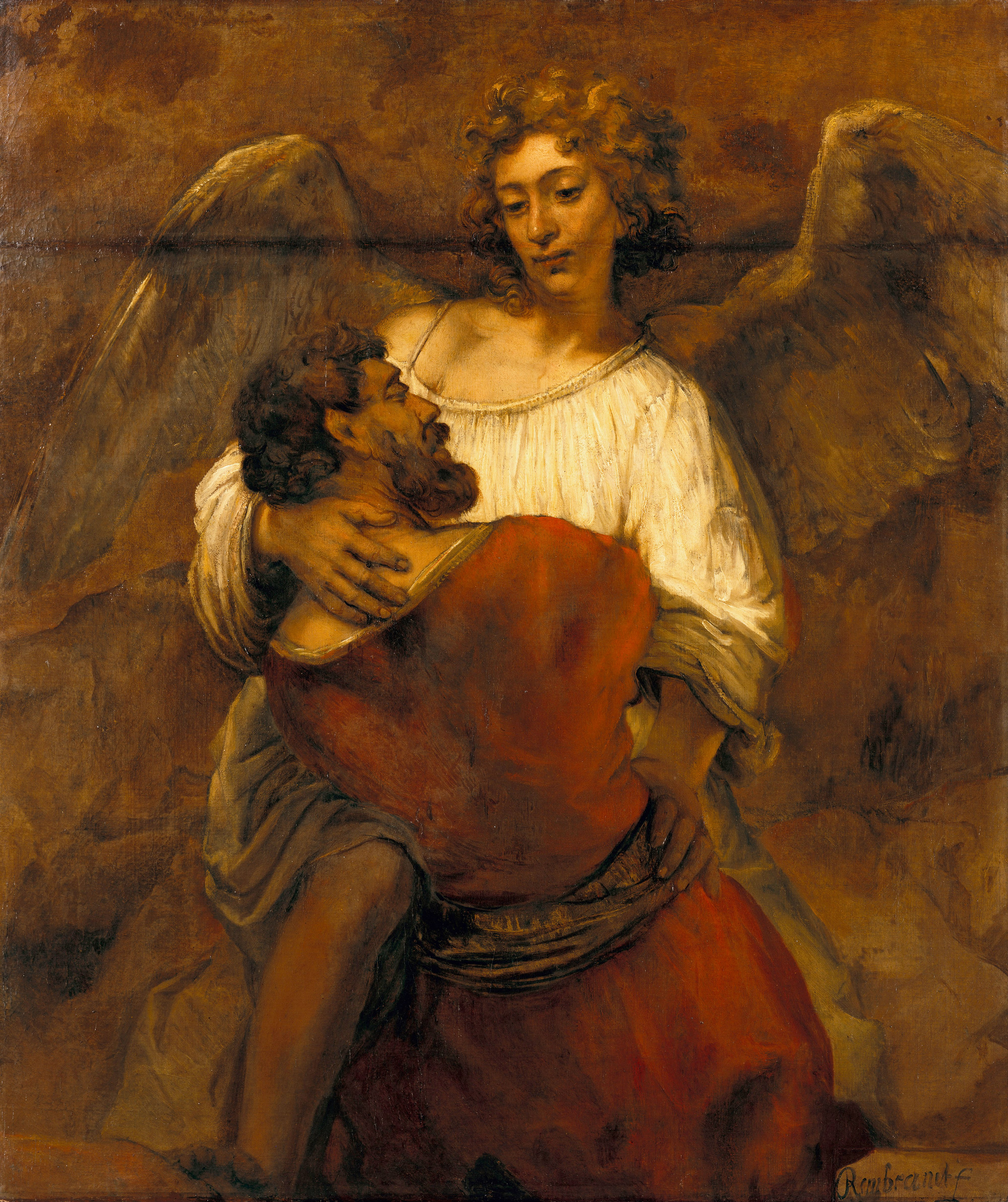 Jacob Wrestling with the Angel by Rembrandt van Rijn - c. 1659 - 137 x 116 cm Gemäldegalerie