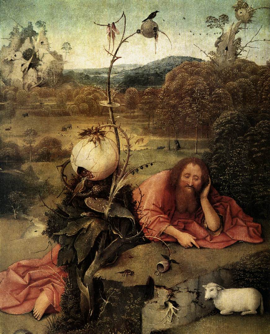 San Juan Bautista en meditación by Hieronymus Bosch - 1489 - 49 x 40.5 cm Museo Lázaro Galdiano
