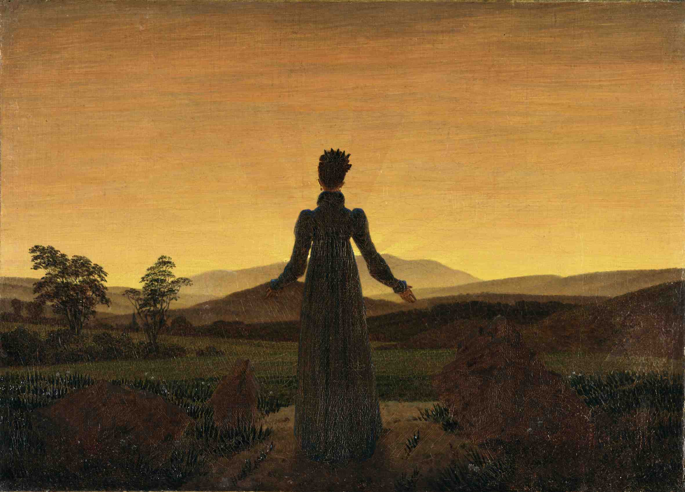 Vrouw voor de zonsopkomst  by Caspar Friedrich - c. 1818 - 22 × 30 cm Museum Folkwang