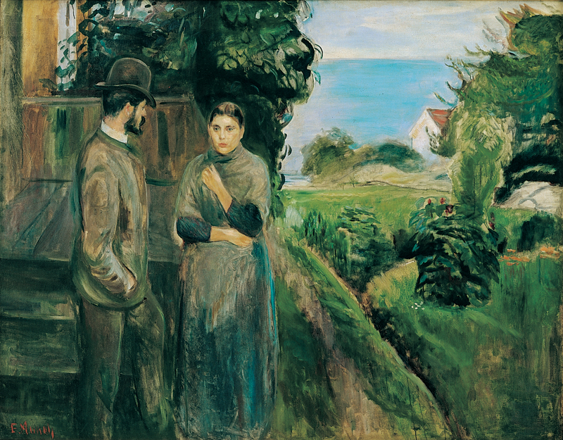 Evening Talk by Edvard Munch - 1889 - - Statens Museum for Kunst