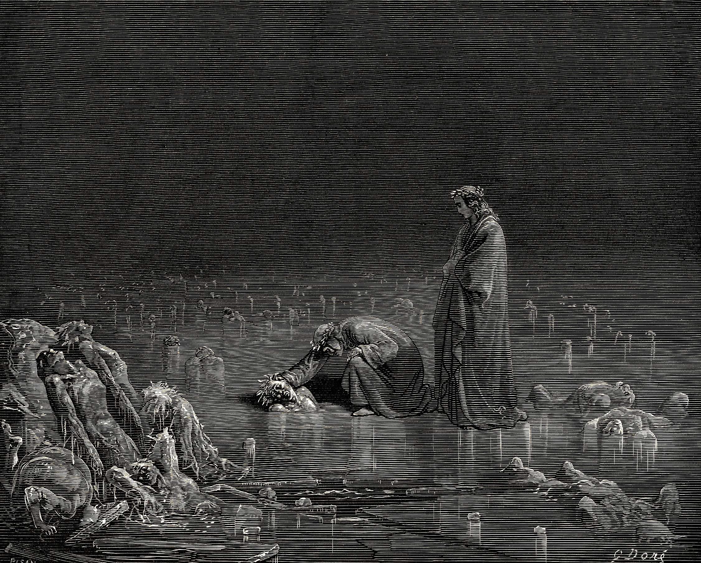 De hel, canto 32 by Gustave Doré - 1861 - - 