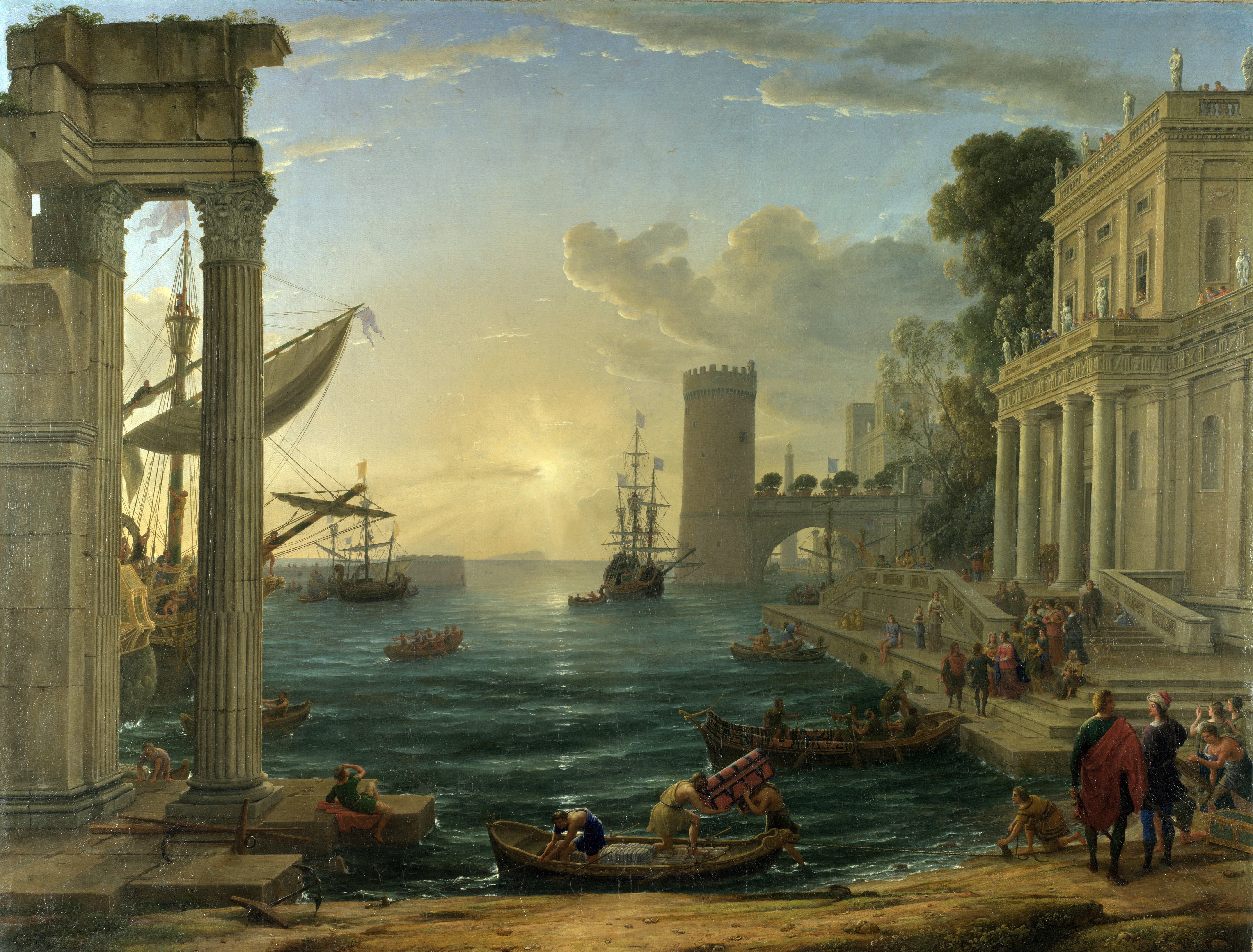 Seaport with the Embarkation of the Queen of Sheba by Claude Lorrain - 1648 - 148 x 194 cm National Gallery