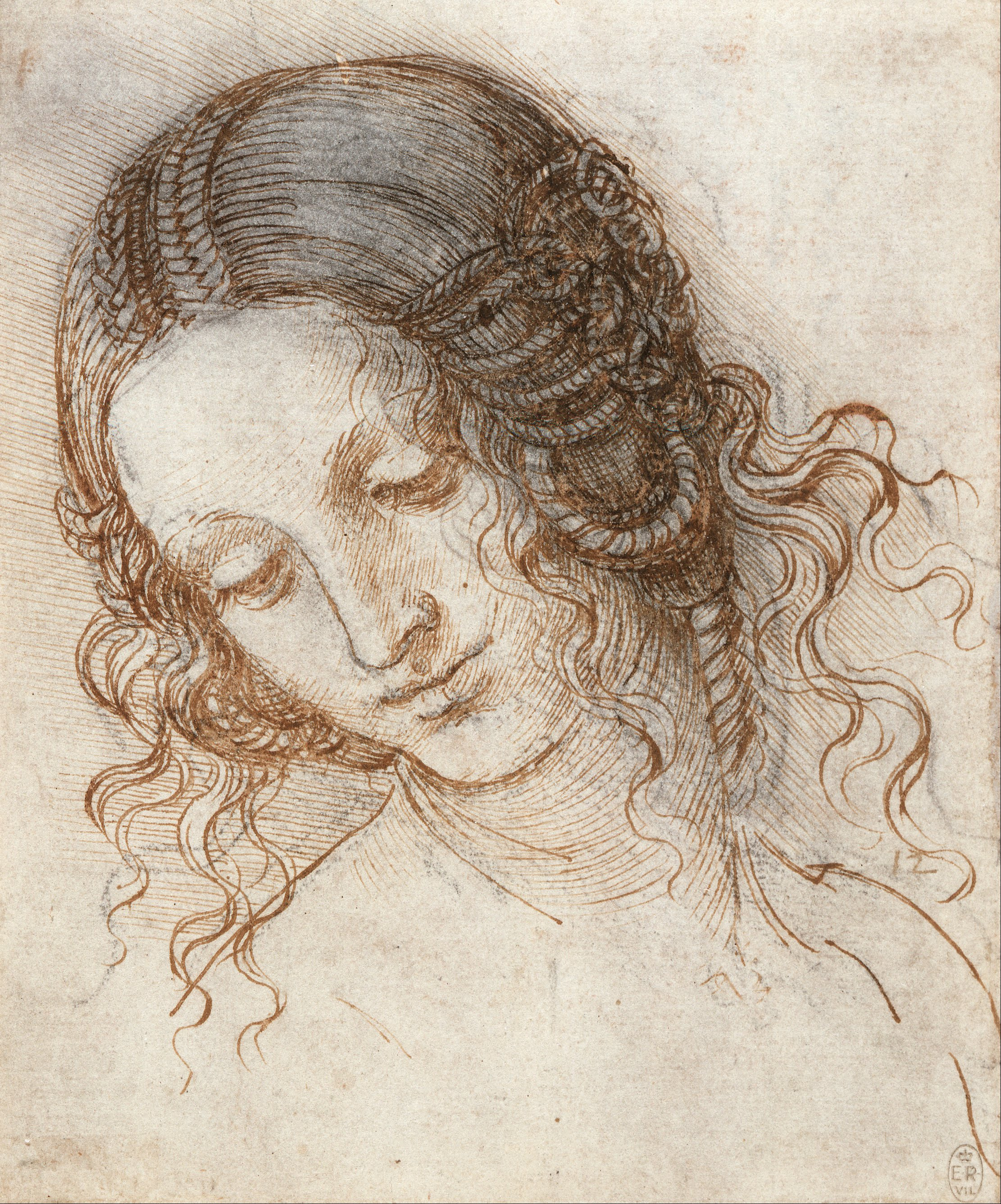 Kopf der Leda by Leonardo da Vinci - ca.1504 - 1506 - 17.7 x 14.7 cm Royal Collection Trust