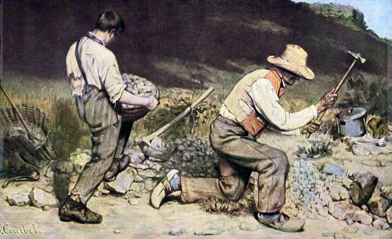 碎石工 by 古斯塔夫 库尔贝 - 1849 - 165 × 257 cm 销毁