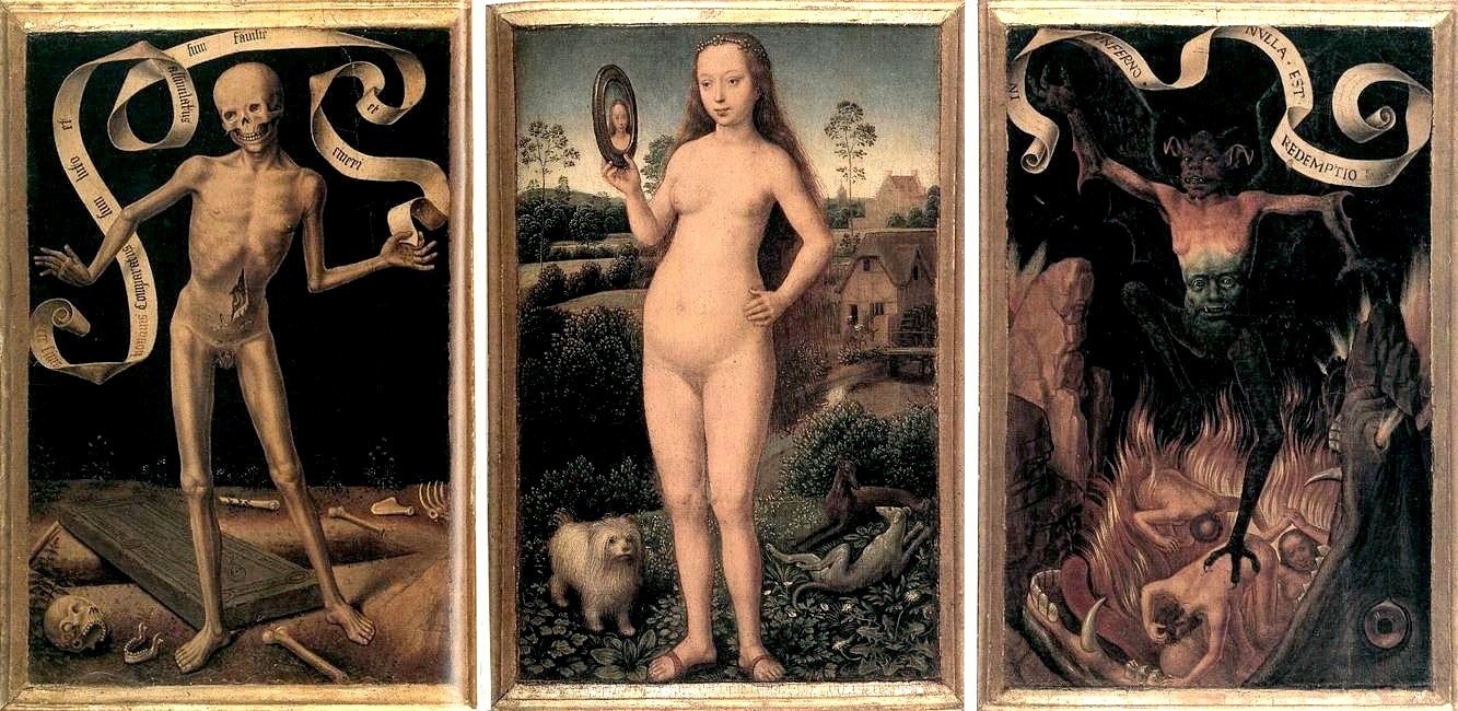 Triptych of Earthly Vanity and Divine Salvation by Hans Memling - c. 1485 - 22 x 15 cm (each wing) Musée des Beaux-Arts de Strasbourg
