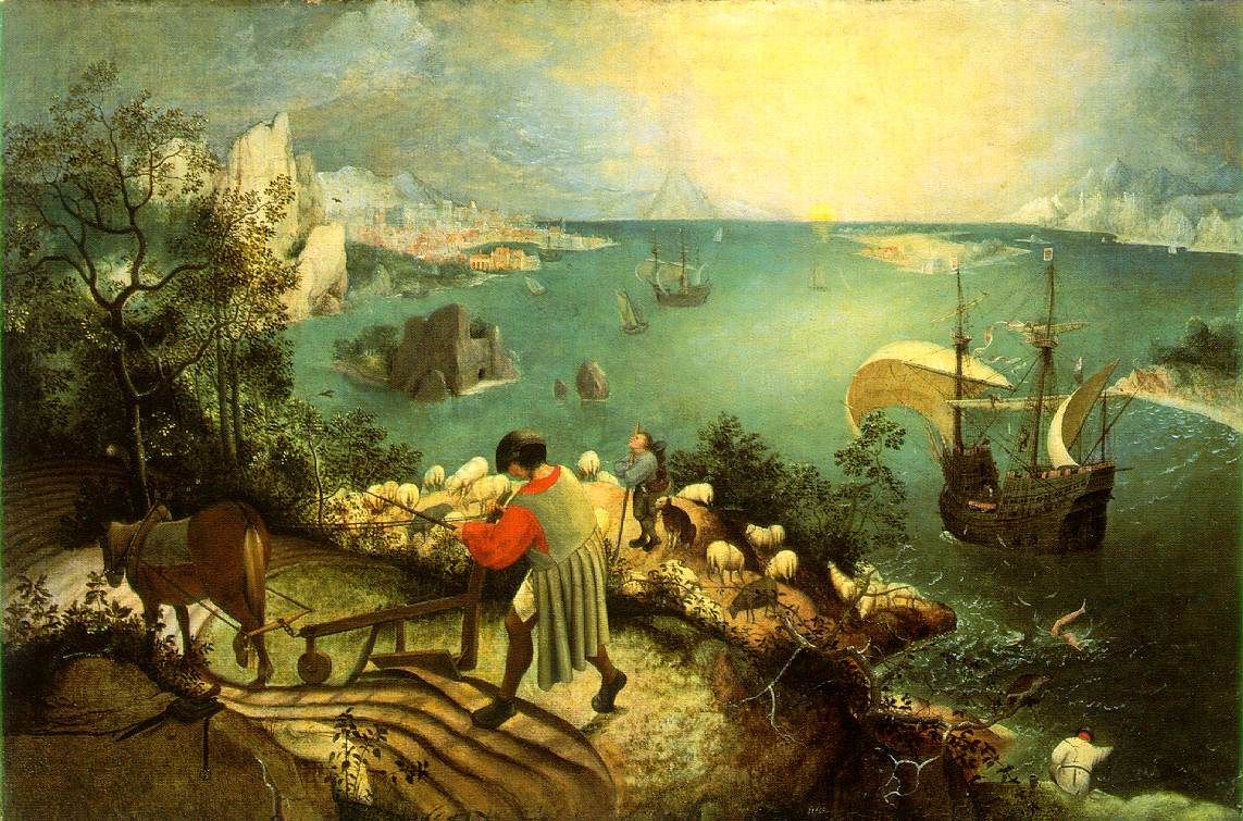 Landschaft mit dem Fall des Ikarus by Pieter Bruegel der Ältere - 1557 - 89,5 × 150 cm Koninklijke Musea voor Schone Kunsten van België