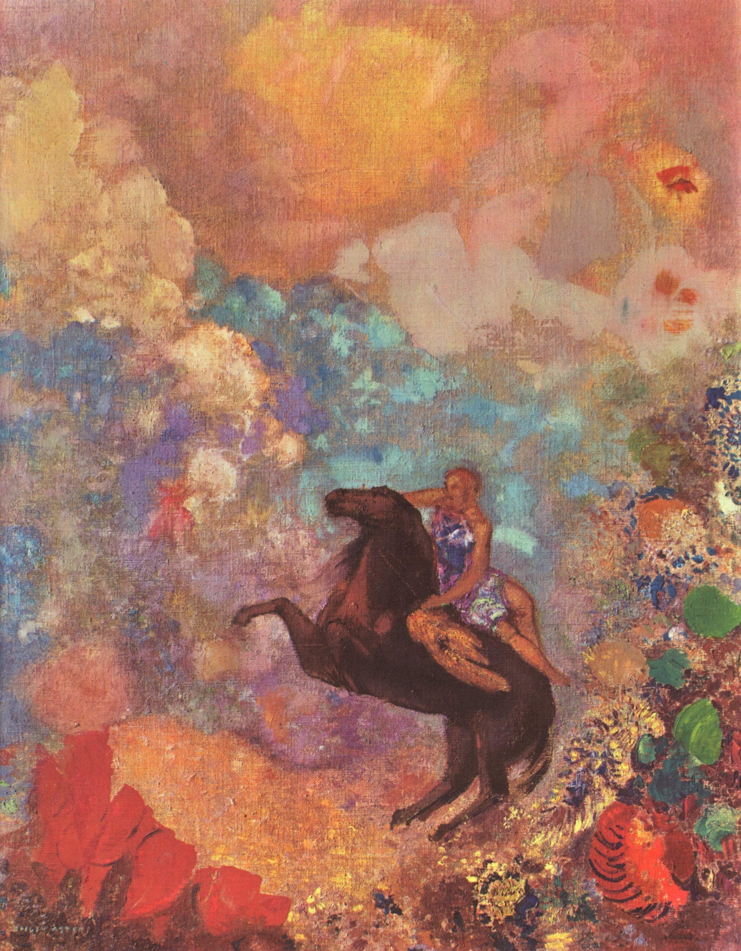 The Black Pegasus by Odilon Redon - 1909 - 50.3 x 61 cm private collection