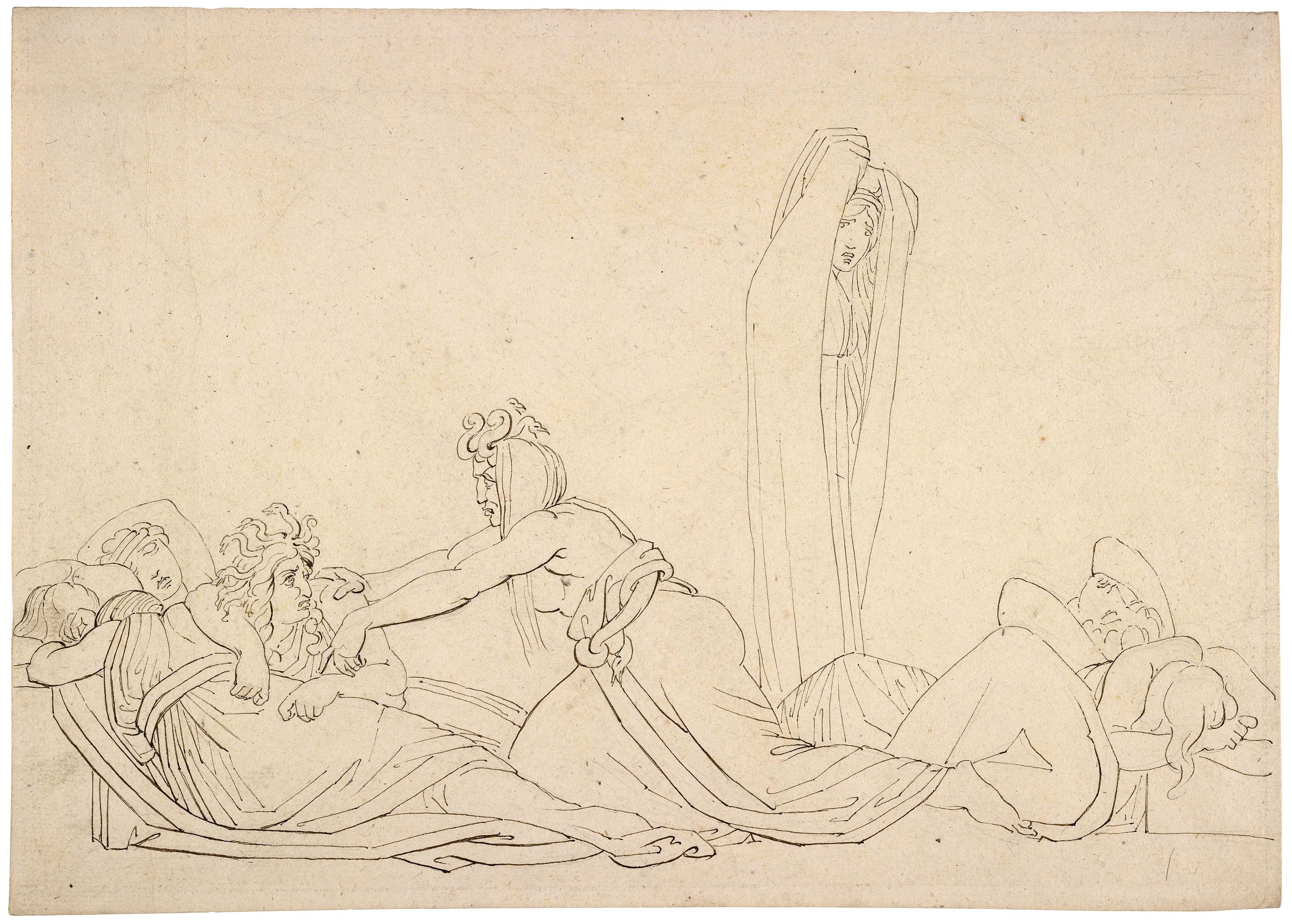 Awake, Arise, Arouse Her As I Rose thee. The Furies by John Flaxman - 1792 - 133 x 191 mm private collection