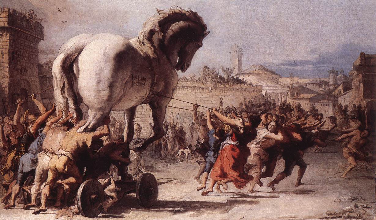 The Procession of the Trojan Horse in Troy by Giovanni Domenico Tiepolo - 1773 - 39 x 67 cm National Gallery