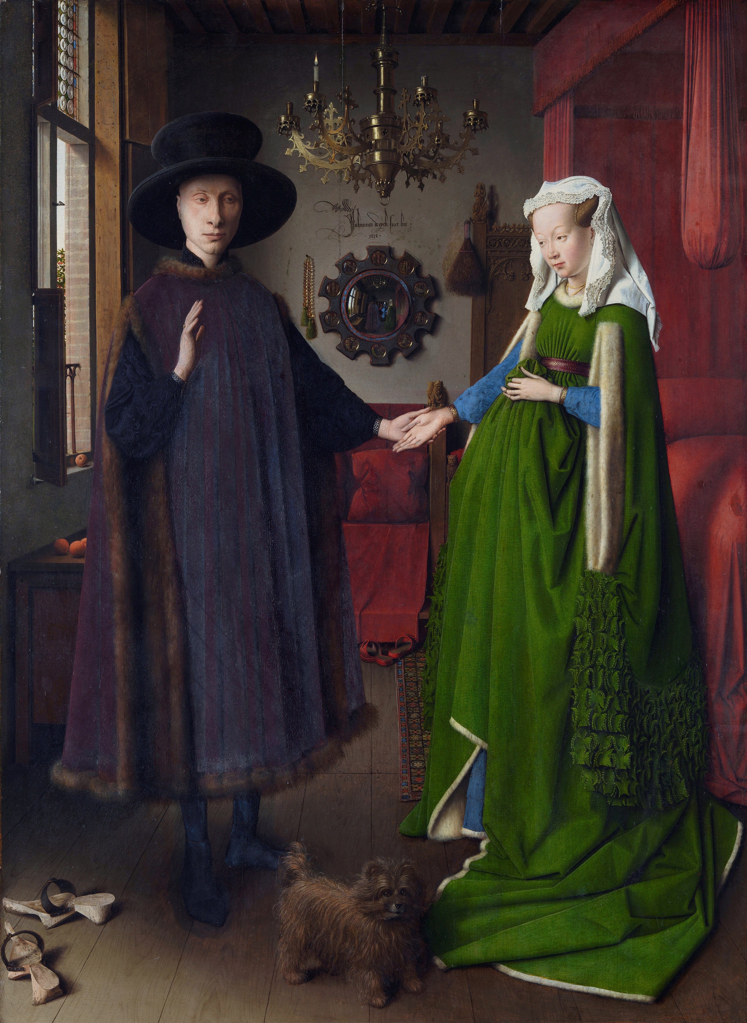 乔瓦尼·阿诺菲尼与妻子 by 扬 凡·艾克 - 1434 - 82 × 59.5 cm 