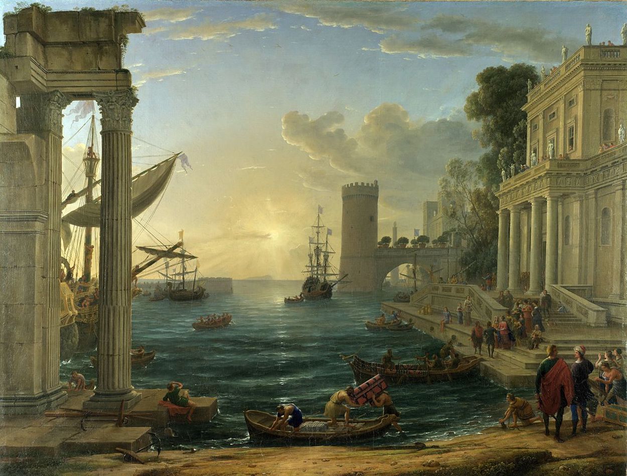 Porto con l'Imbarco della Regina di Saba by Claude Lorrain - 1648 