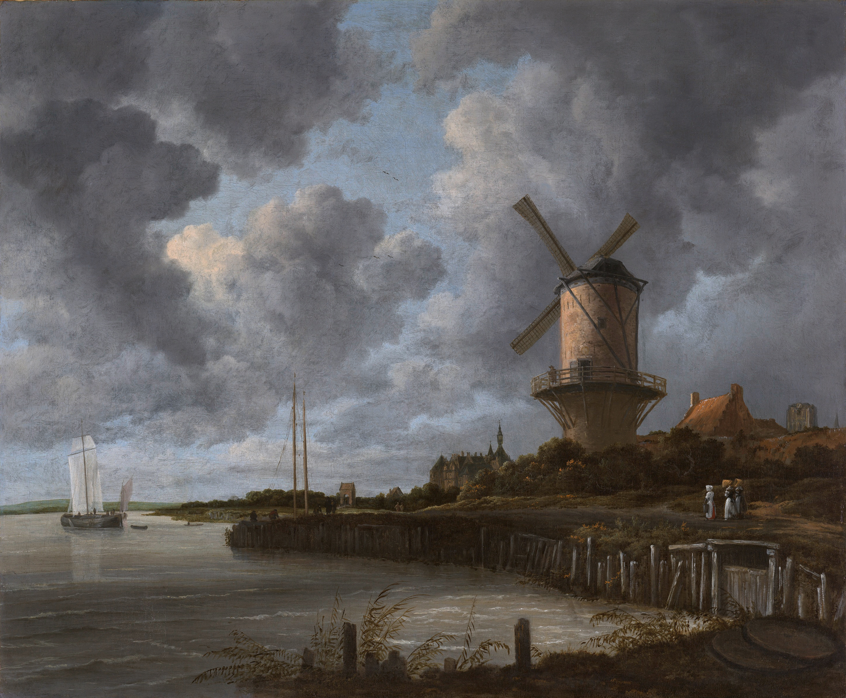 迪尔斯泰德附近韦克（Wijk Bij Duurstede）的风车 by 雅各布 鲁伊斯达尔 - c. 1670 - 83 x 101 cm 