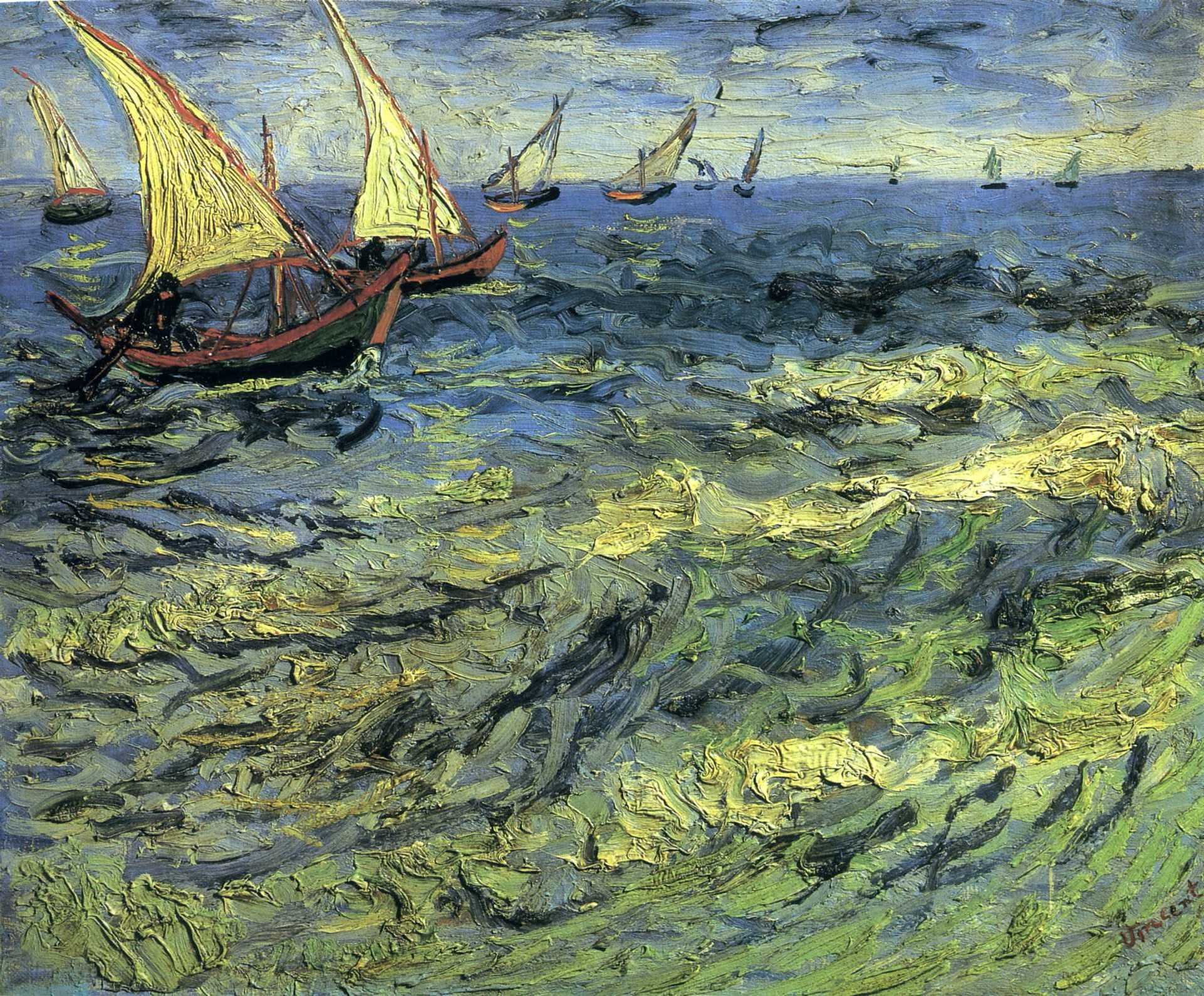 Łodzie Rybackie na Morzu by Vincent van Gogh - 1888 - 44 x 53 cm 