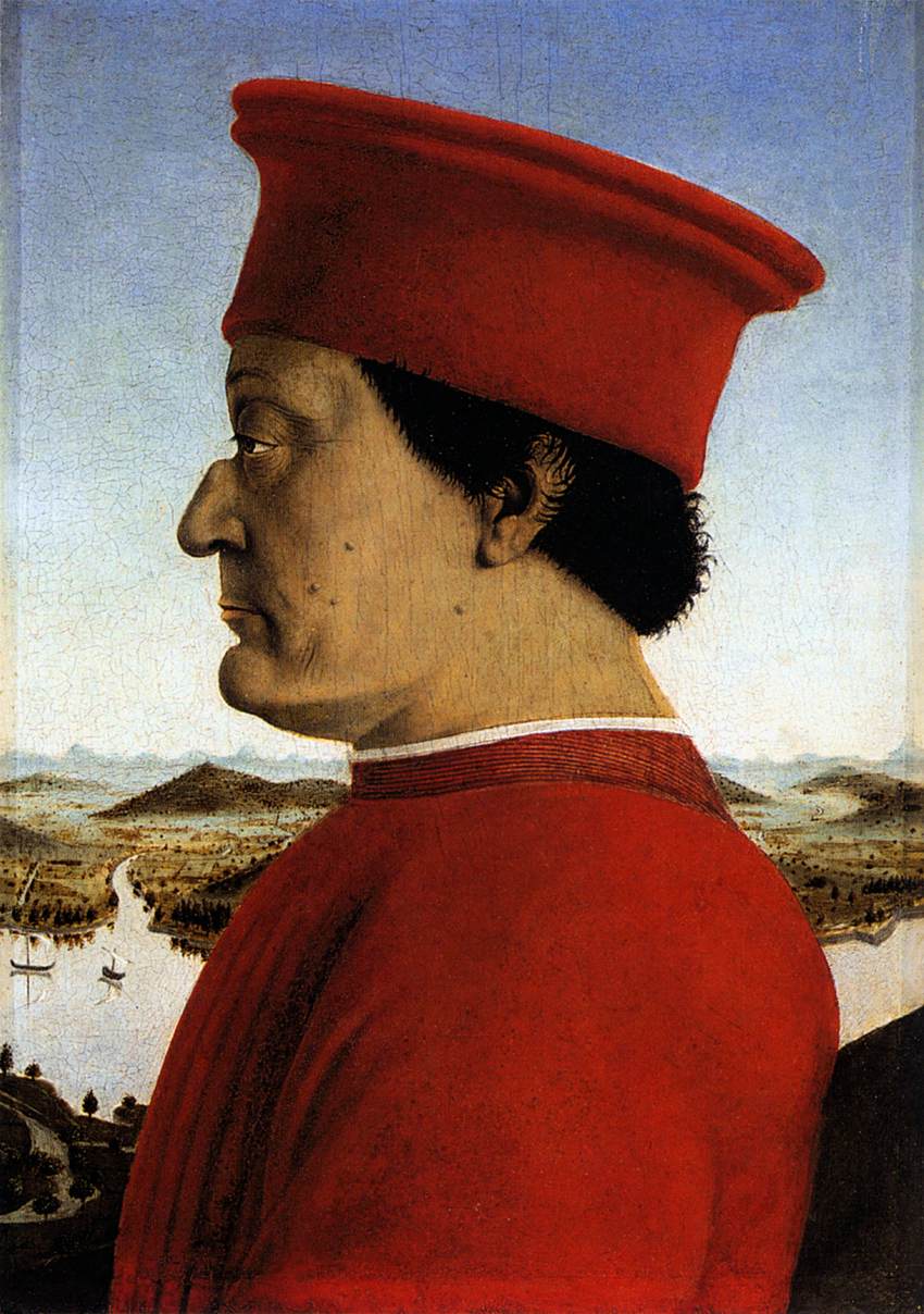 费德里科·达·蒙特费尔特罗 by 皮耶罗 德拉 弗朗切斯卡 - 1465-1472 - 47 x 33 cm 