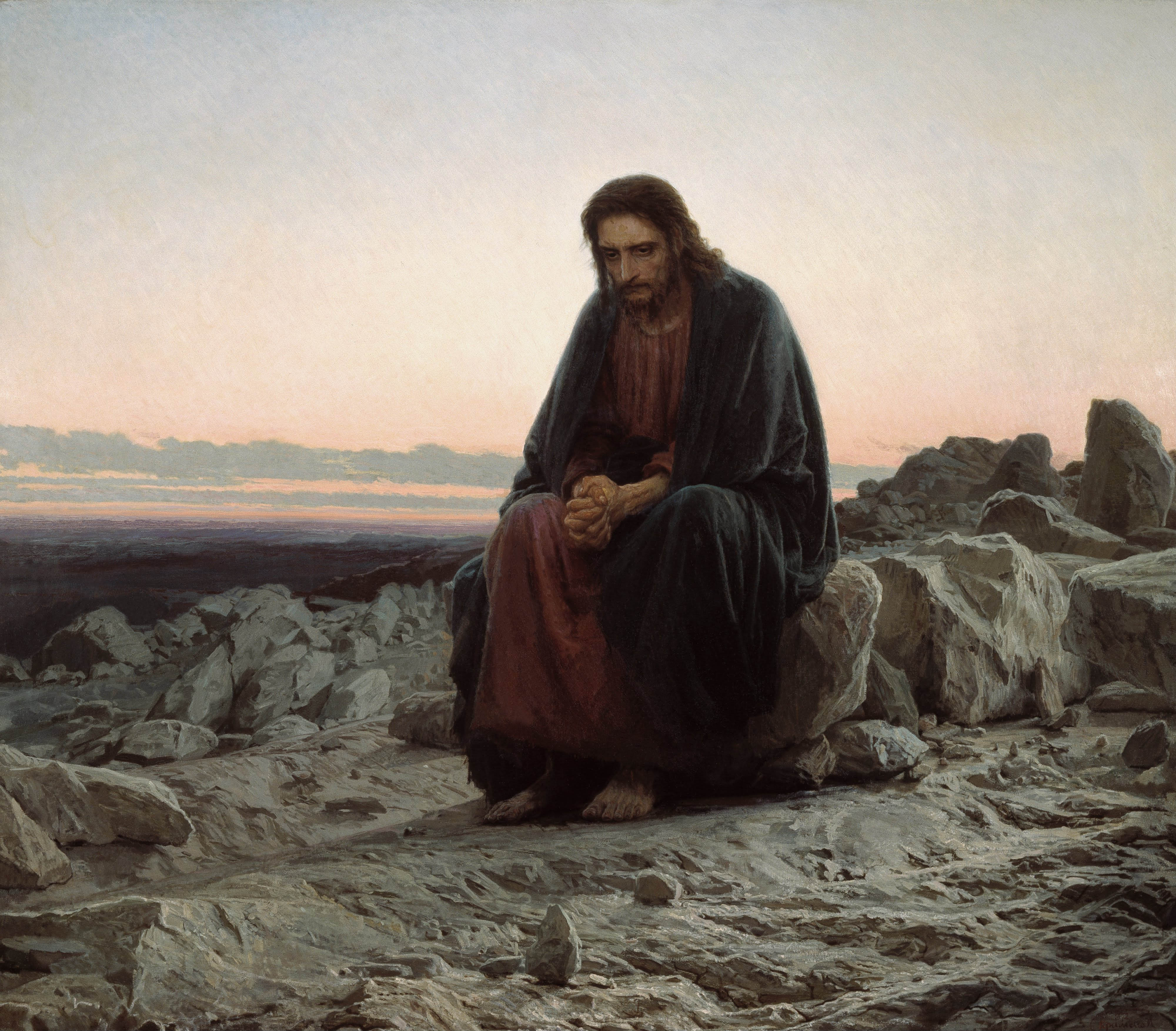Cristo en el desierto by Ivan Kramskoi - 1872 Galería Estatal Tretiakov