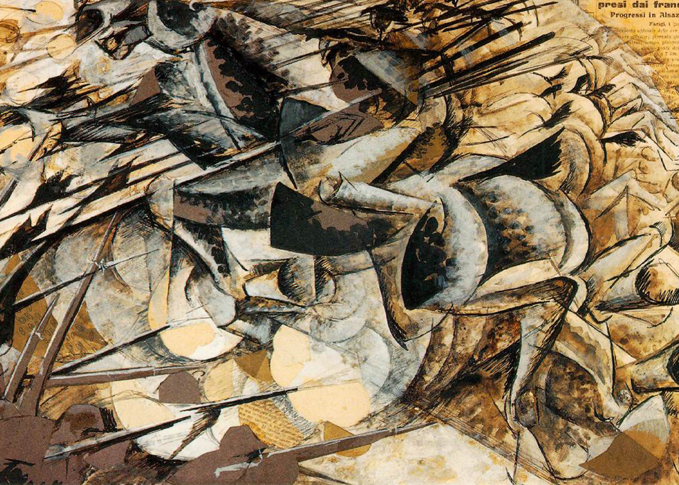 Η επίθεση των λογχοφόρων by Ουμπέρτο ​​ Μποτσιόνι - 1915 - 50 x 32 εκ. 
