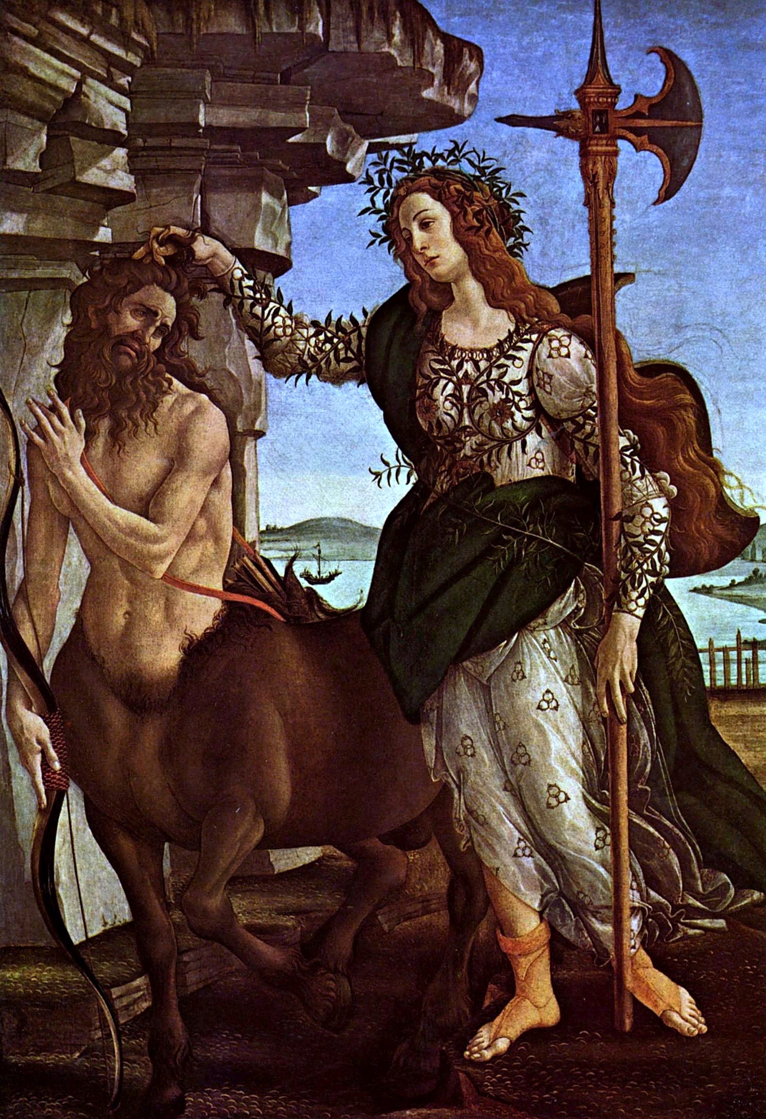 Atenea y el Centauro by Sandro Botticelli - 1482 Galleria degli Uffizi