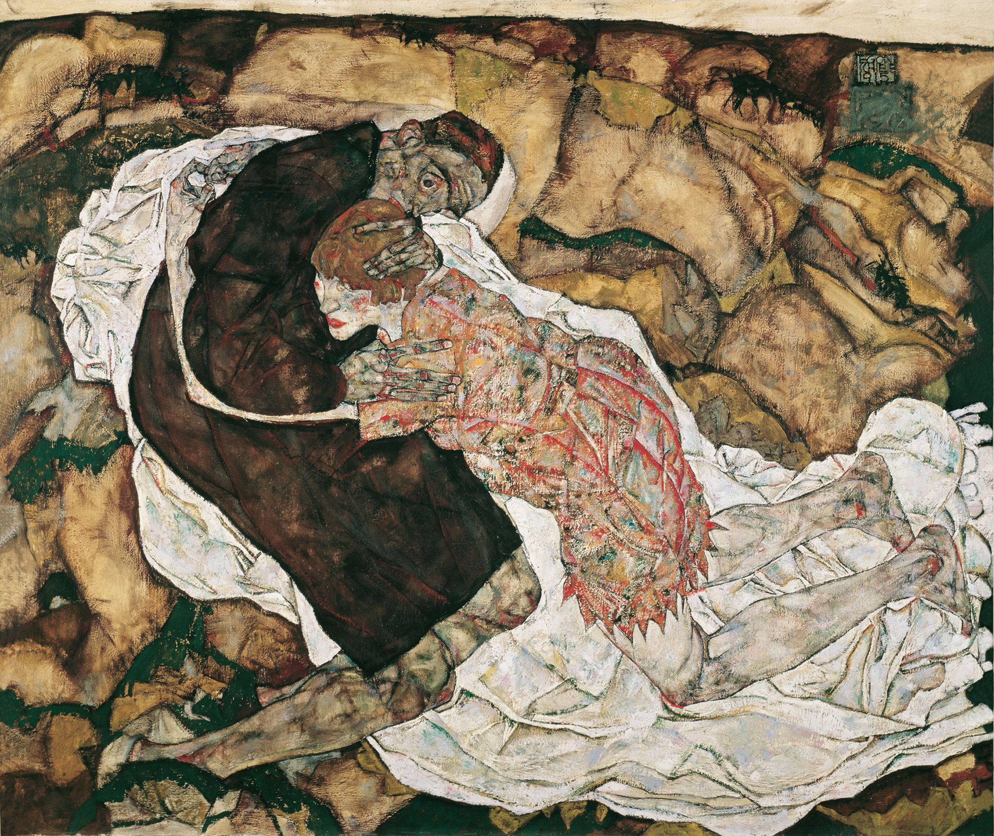 Death And The Maiden by Egon Schiele - 1915 - 89.5 x 125.5 cm Österreichische Galerie Belvedere