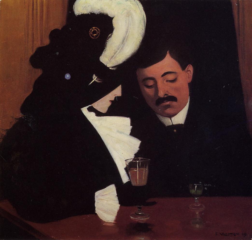 在咖啡馆 by 费利克斯 瓦洛顿 - 1909 - 50.17 x 53.02 cm 