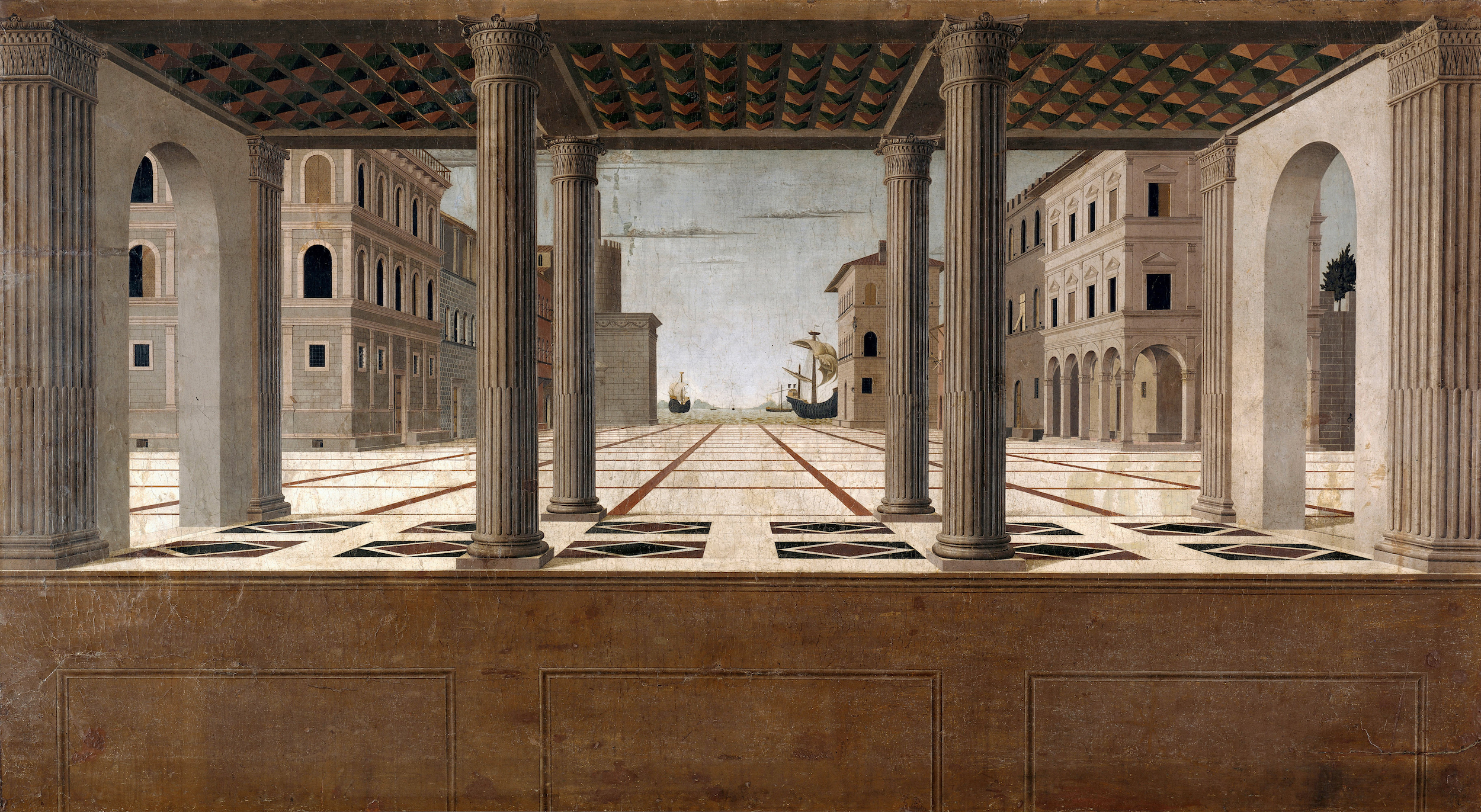 Vue architecturale (dit de Berlin) by Francesco di Giorgio Martini - vers 1490 - 131 x 233 cm Gemäldegalerie