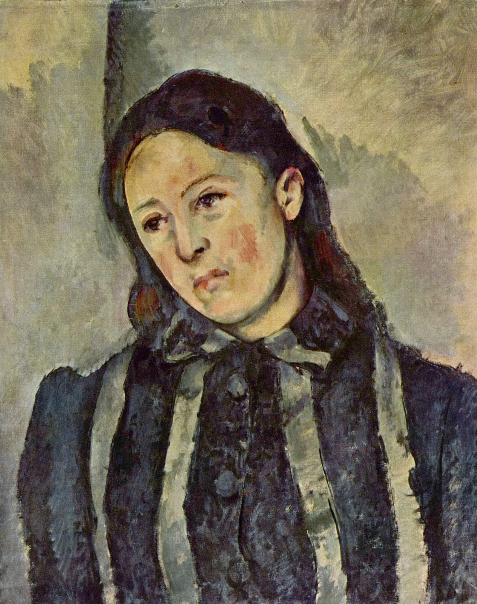 Portret van Madame Cézanne met loshangend haar by Paul Cézanne - 1882-1887 - 62 x 51 cm 