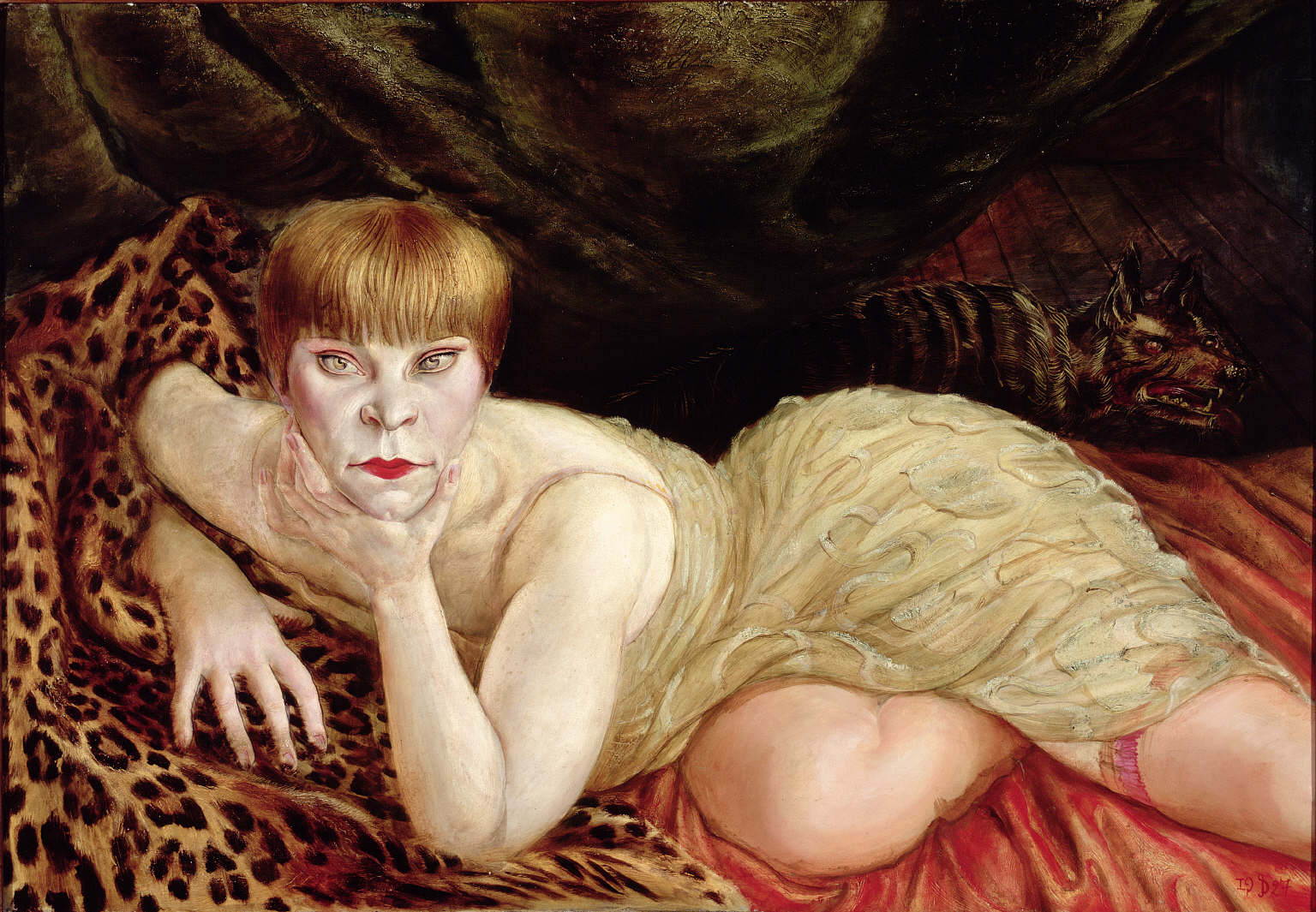 在豹皮上斜倚的女人 by 奥托 迪克斯 - 1902 - 68 x 98 cm  赫伯特·F·约翰逊艺术博物馆