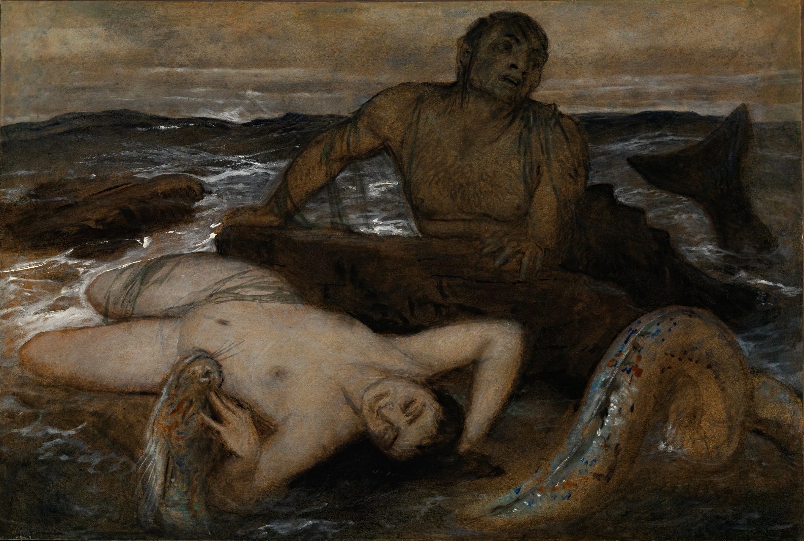 Тритон и Нереида by Арнольд Бёклин - 1877 - 77 х 105 см 