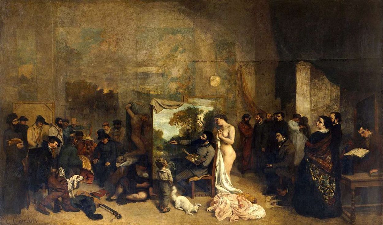 O Estúdio do Artista by Gustave Courbet - 1855 - 361x598 cm Musée d'Orsay