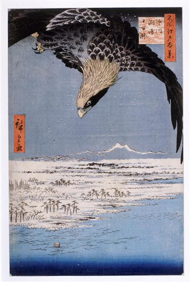 Rozsáhlé pole Susaki ve Fukagawě by  Hiroshige - 1857 