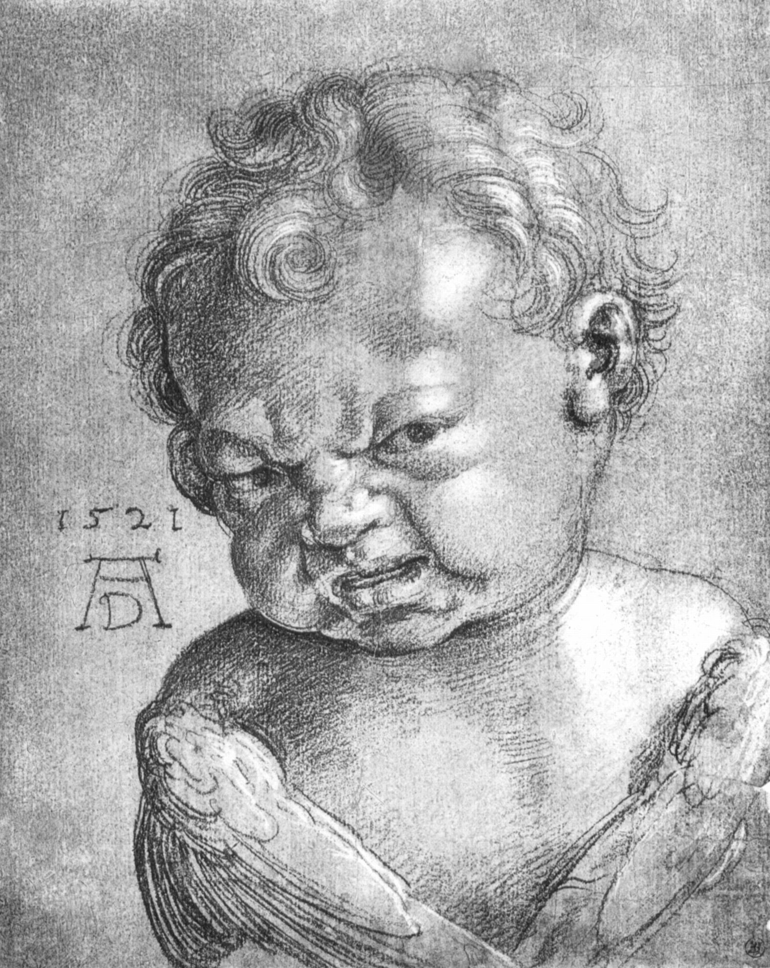 Плачущий ангелочек, эскиз by Альбрехт Дюрер - 1521 - 21 × 17 см 