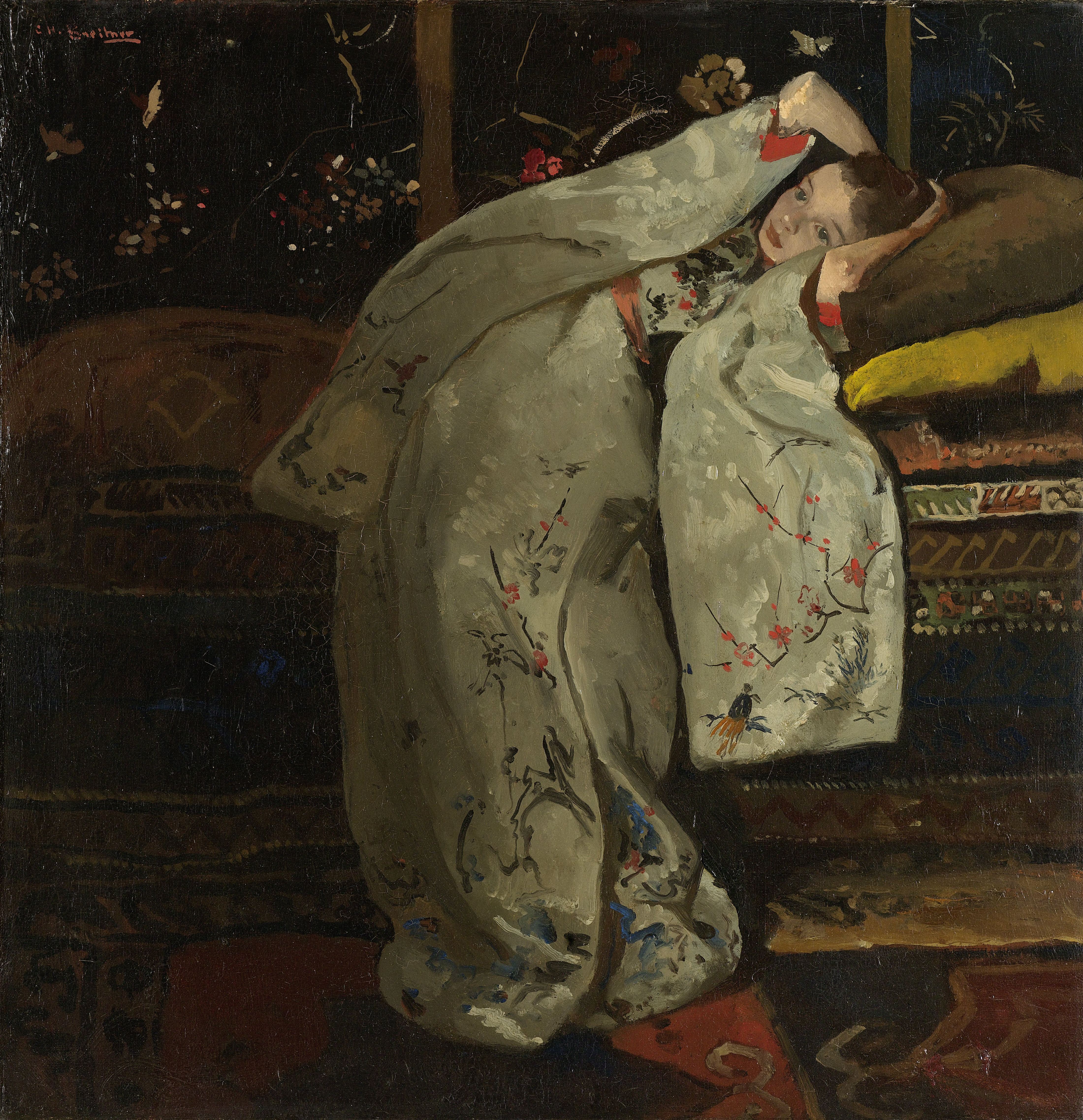 穿白色和服的女孩 by 乔治·亨德里克 布雷特纳 - 1894 - 59 × 57 cm 