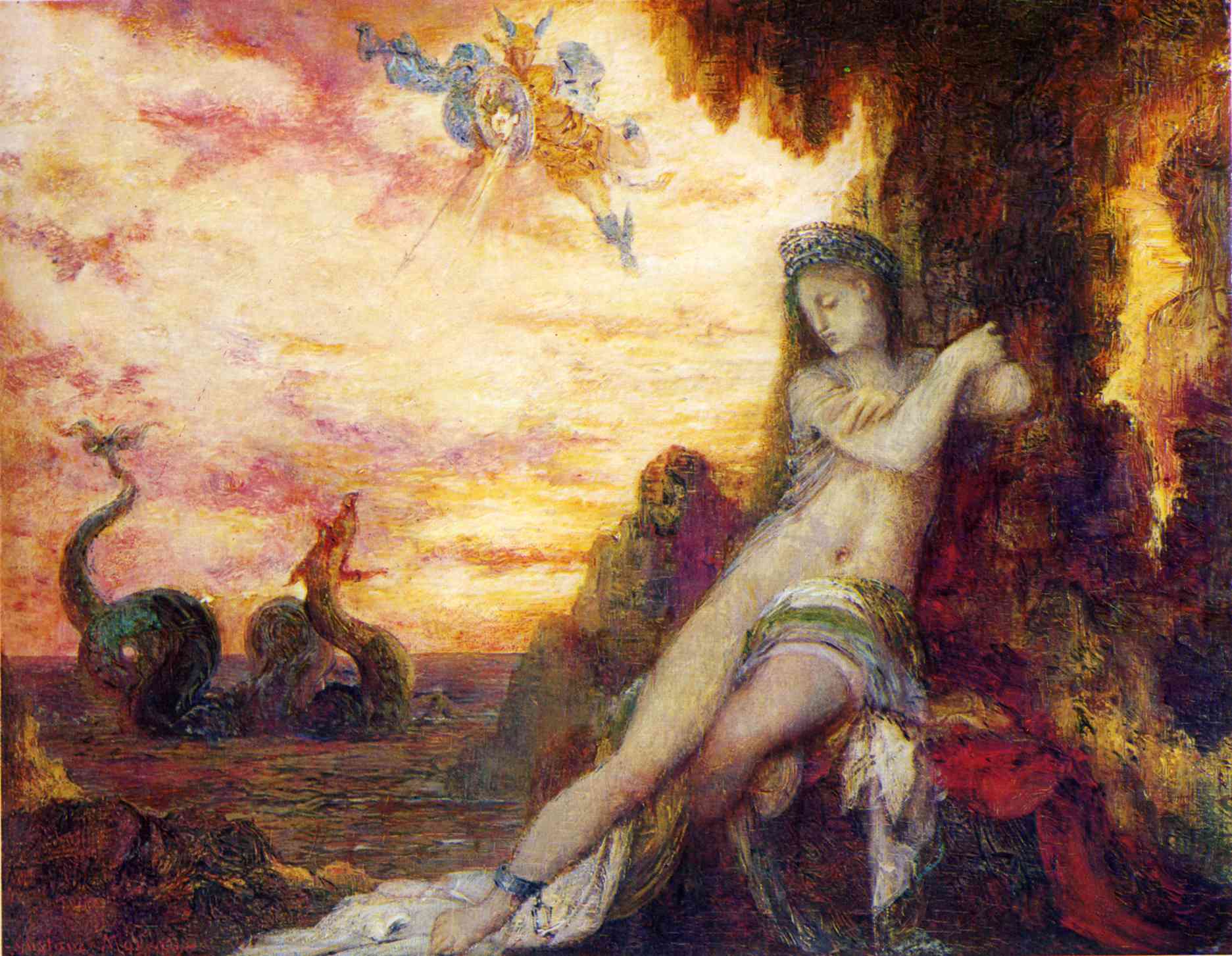Perseus and Andromeda by Gustave Moreau - c. 1870 - 20 x 25.4 cm private collection