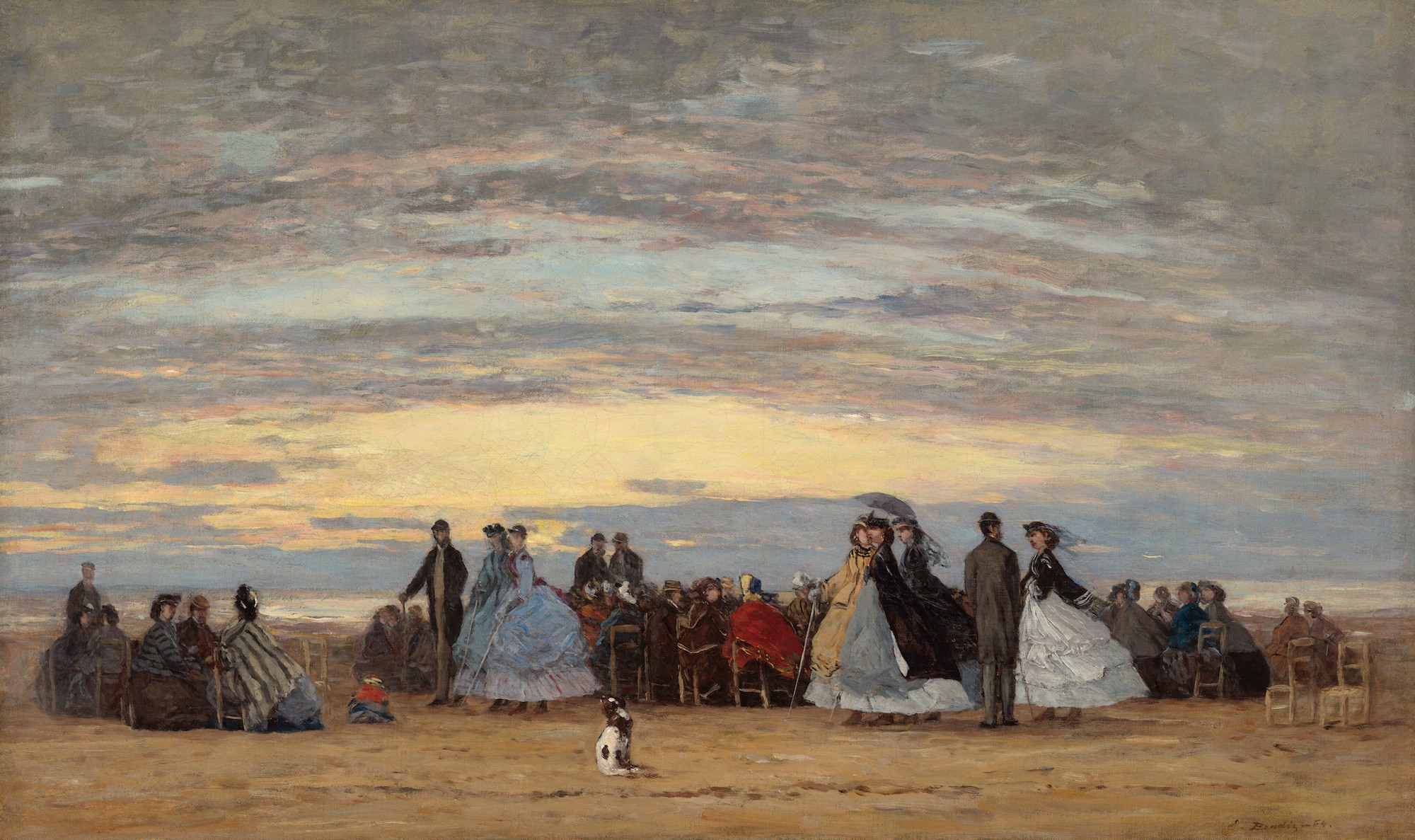 La spiaggia a Villerville by Eugène Boudin - 1864 - 45.7 × 76.3 cm 