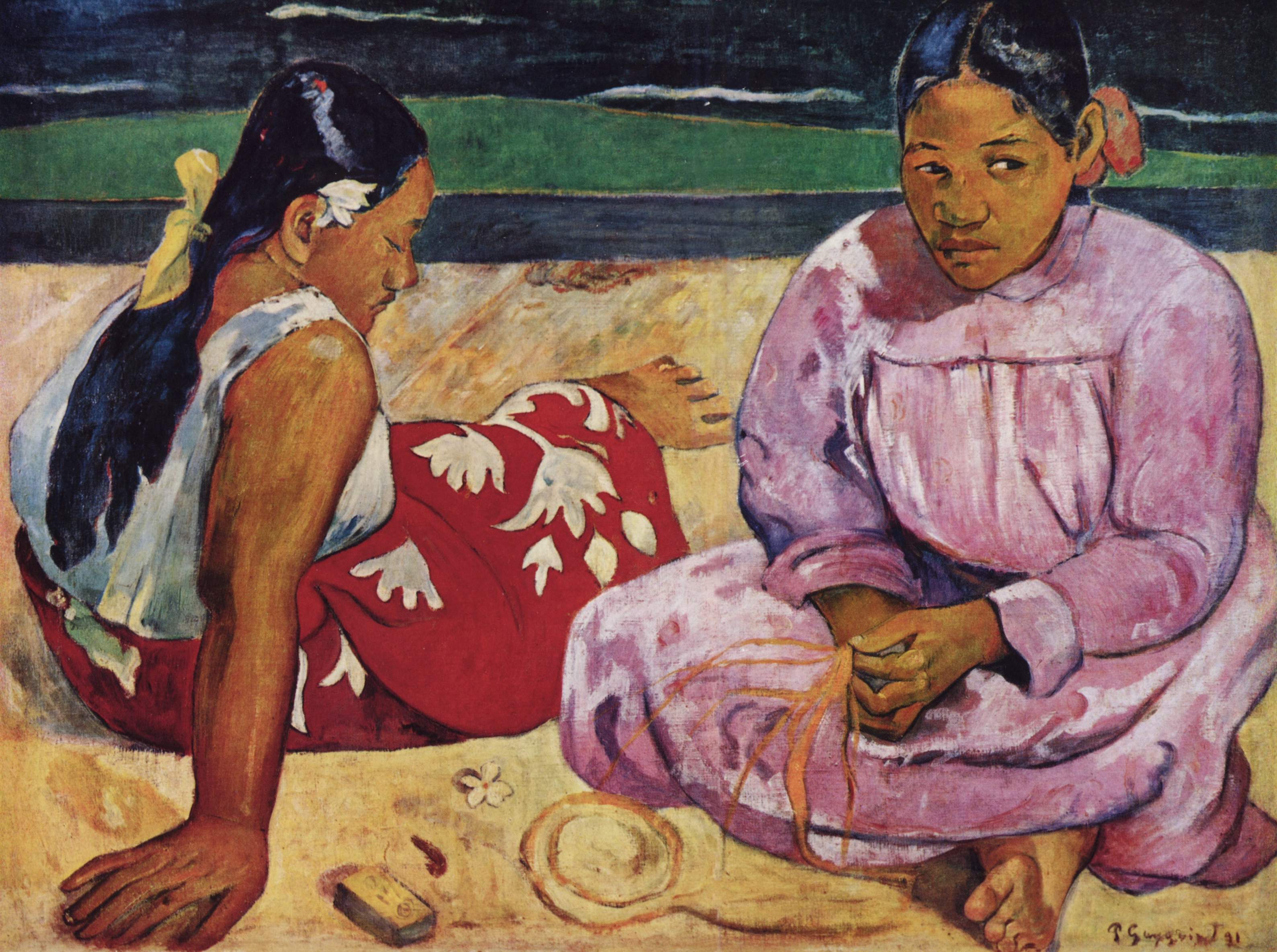 海滩上的大溪地妇女 by 保罗 高更 - 1891 - 69 cm × 91 cm 