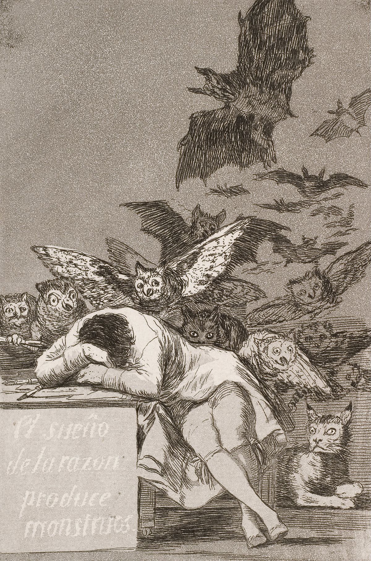 Le sommeil de la raison engendre des monstres  by Francisco Goya - 1799 - 21.6 x 15.2 cm collection privée