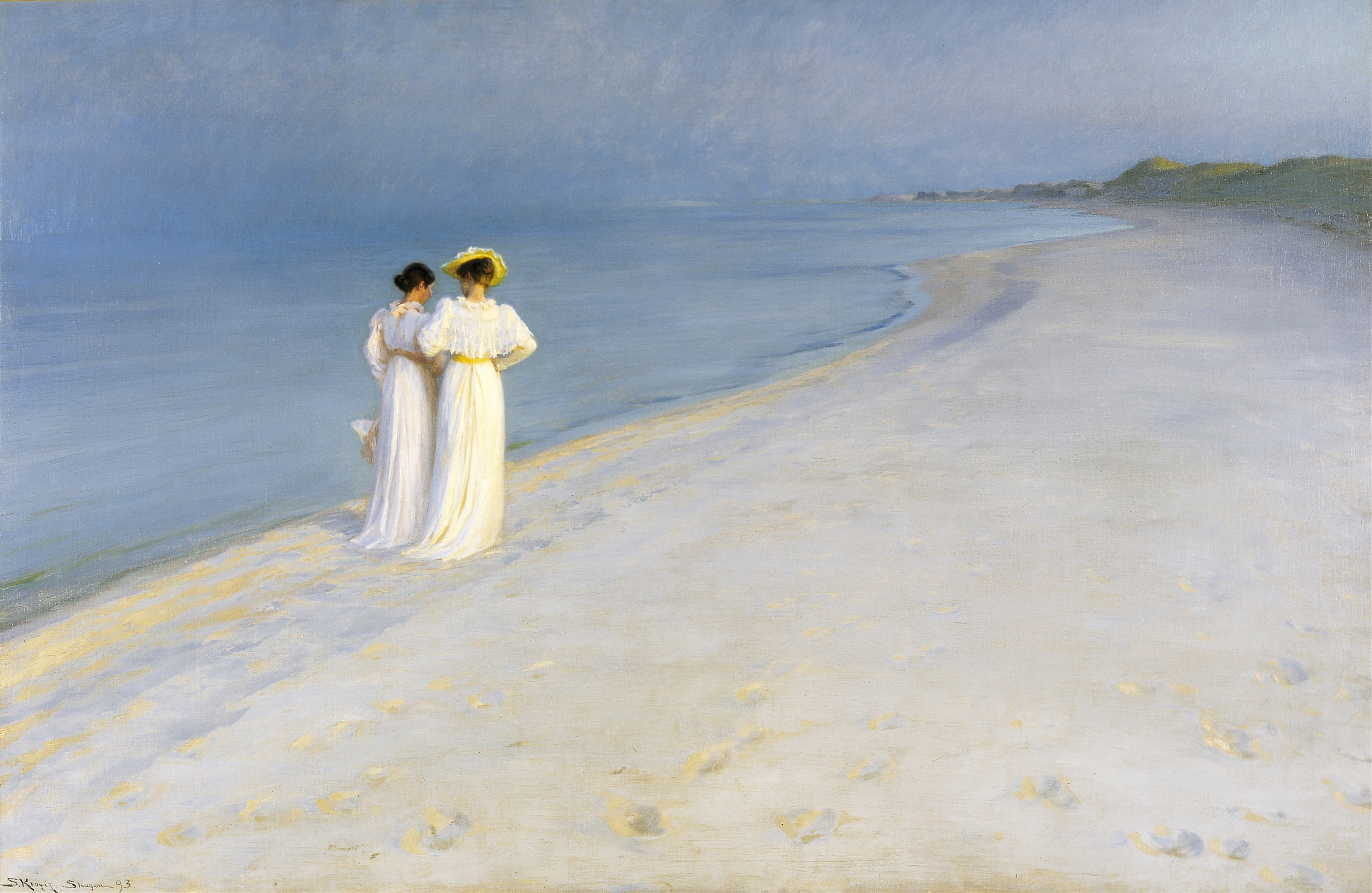 Tarde de Verão na Praia ao Sul de Skagen, Anna Ancher e Marie Krøyer caminhando juntas by P.S. Krøyer - 1893 