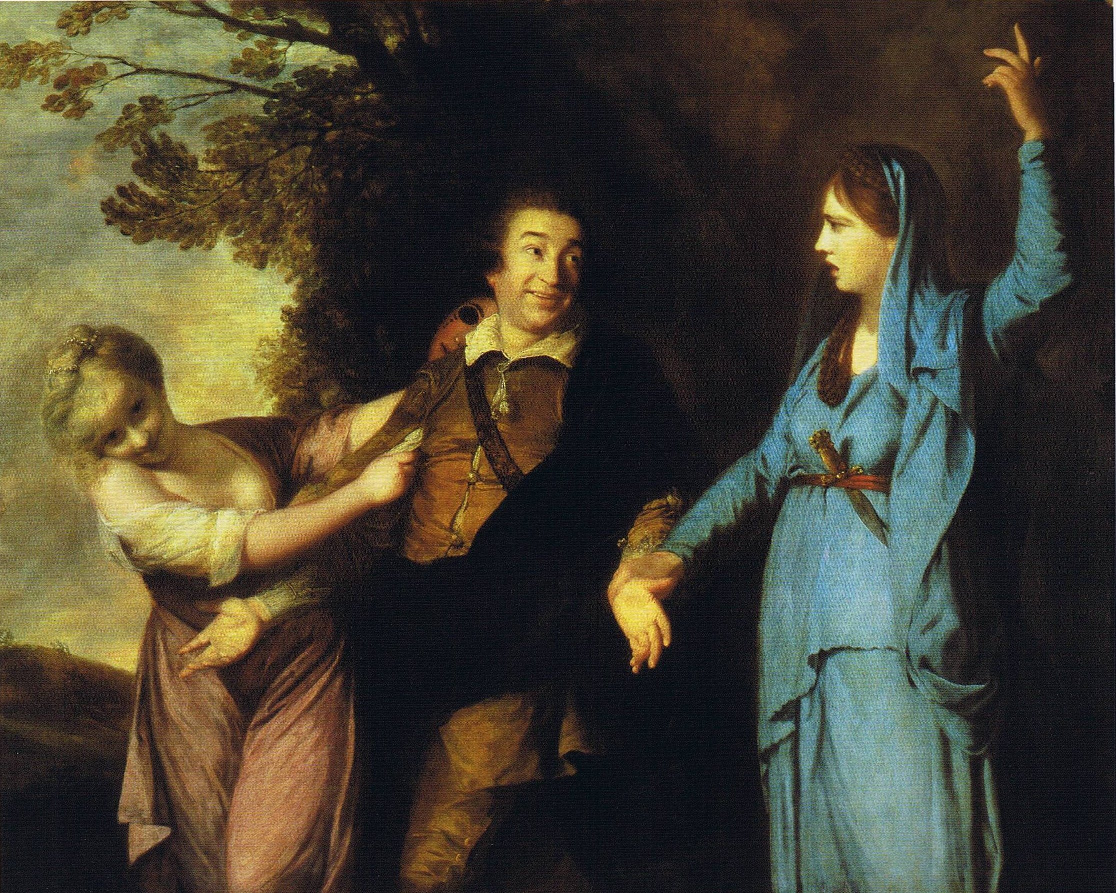 Garrick a tragédia és a komédia között by Joshua Reynolds - 1760 - 148 x 183 cm 