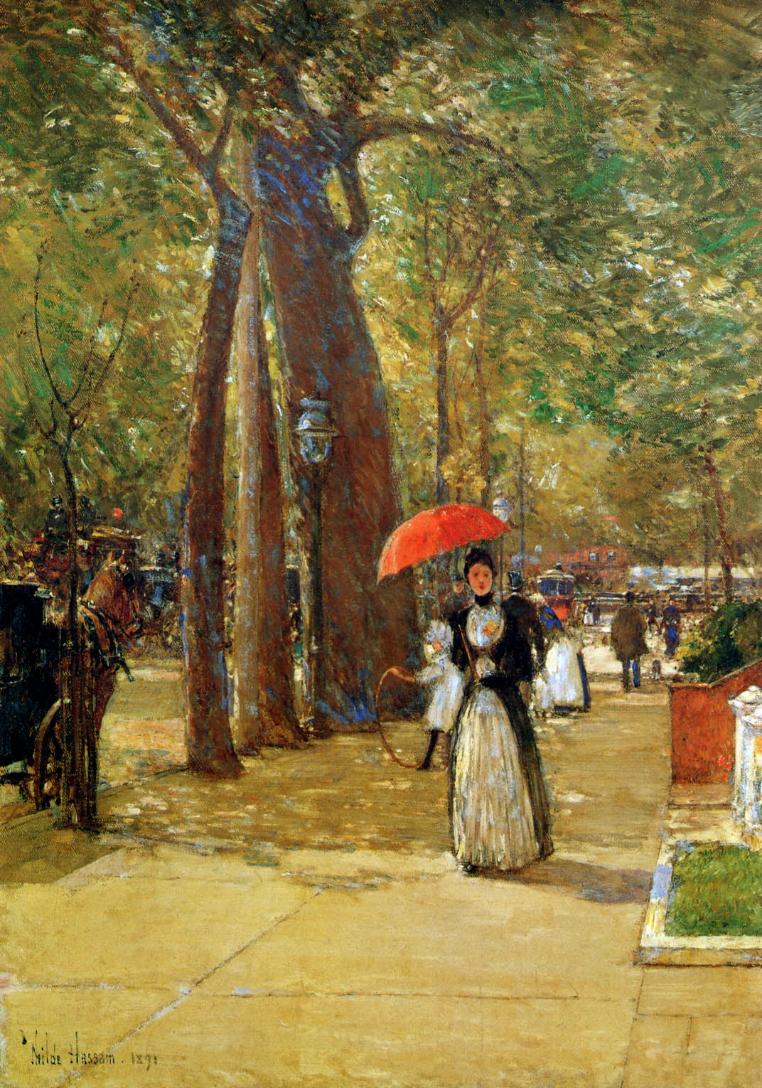 第五大道華盛頓廣場的艷陽天 by Frederick Childe Hassam - 1893 - - 