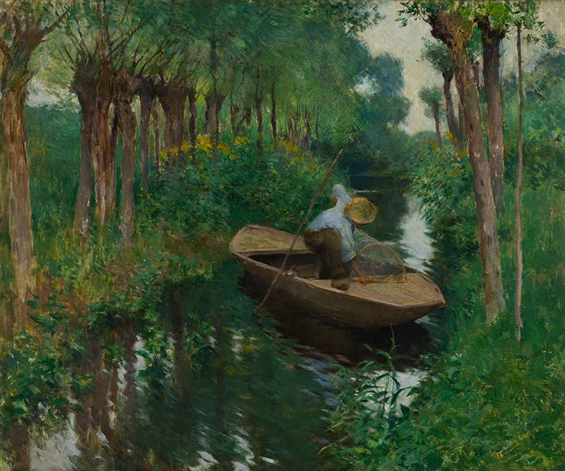 在河上 by 威拉德 L. 梅特卡夫 - 约1888年 - 21 x 25.5英寸 佛罗伦萨·格里斯沃尔德博物馆