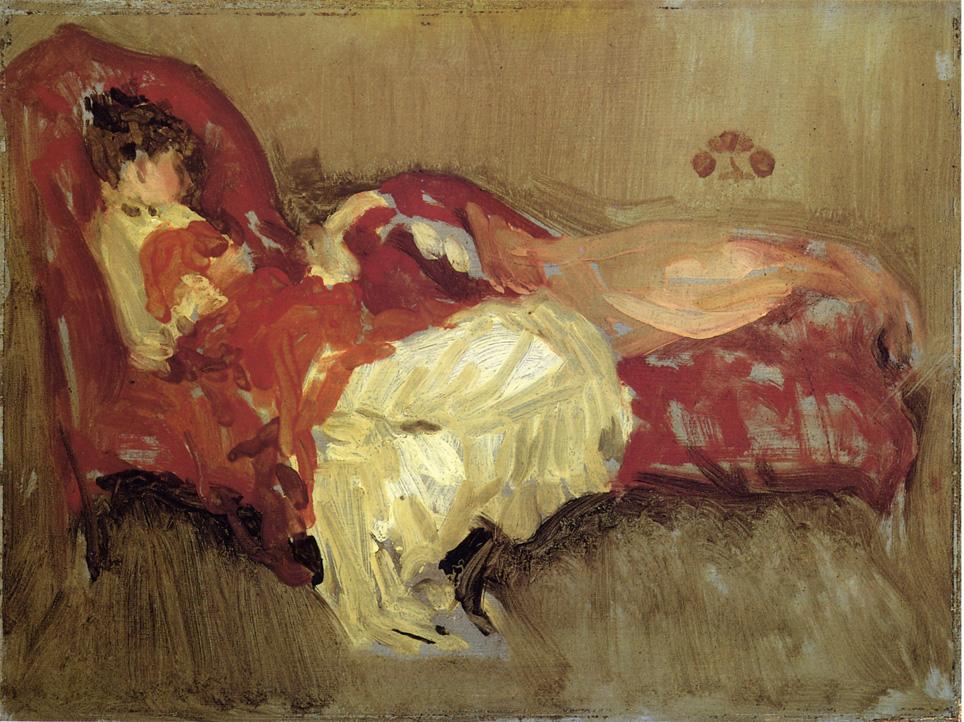 紅色的紀錄–午睡 by 詹姆士 阿伯特·麥克尼爾·惠斯勒 - 西元1873 - 51.4 x 31.1 公分 